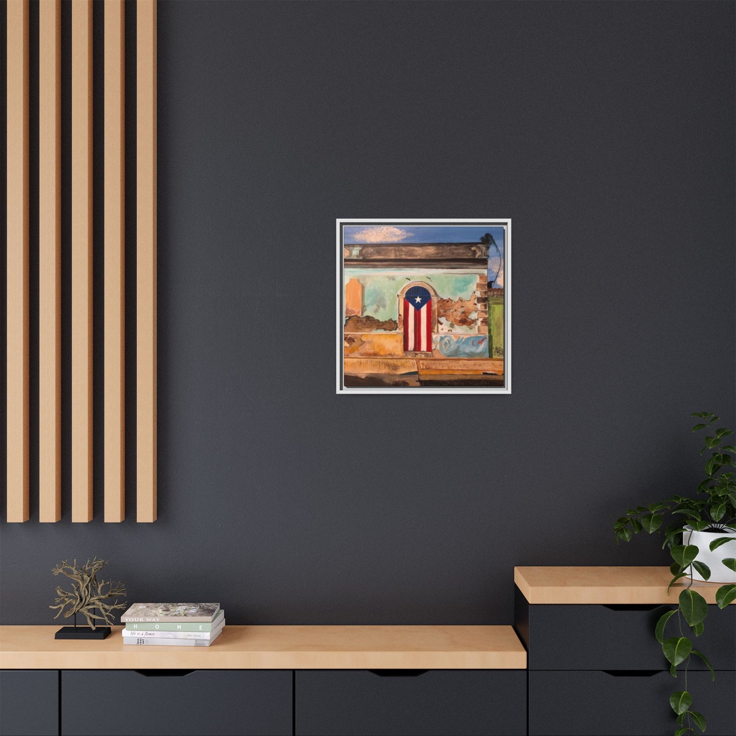 Framed Matte Canvas Print of Puerto Rican Doorway, Wall Art, Home Decor, Gift for Art Lovers, Puerto Rico Inspired Art
