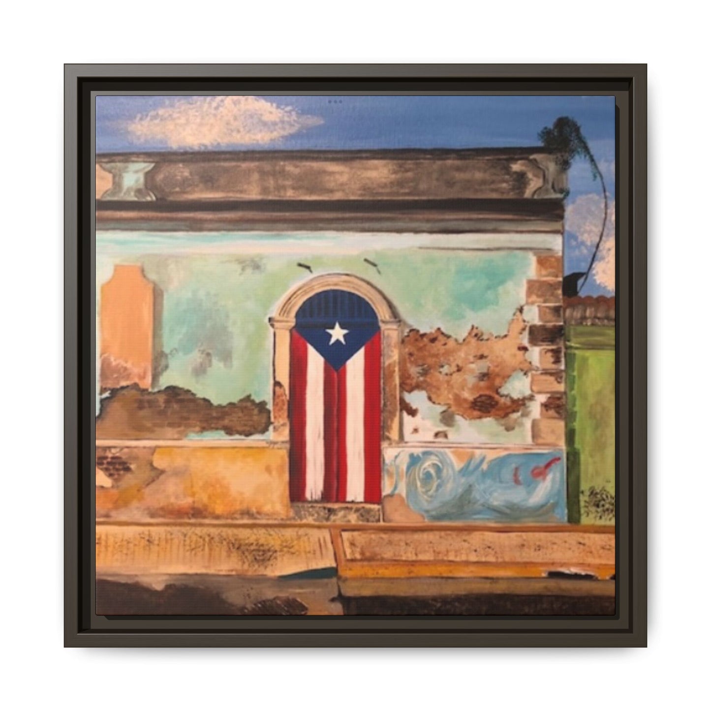 Framed Matte Canvas Print of Puerto Rican Doorway, Wall Art, Home Decor, Gift for Art Lovers, Puerto Rico Inspired Art
