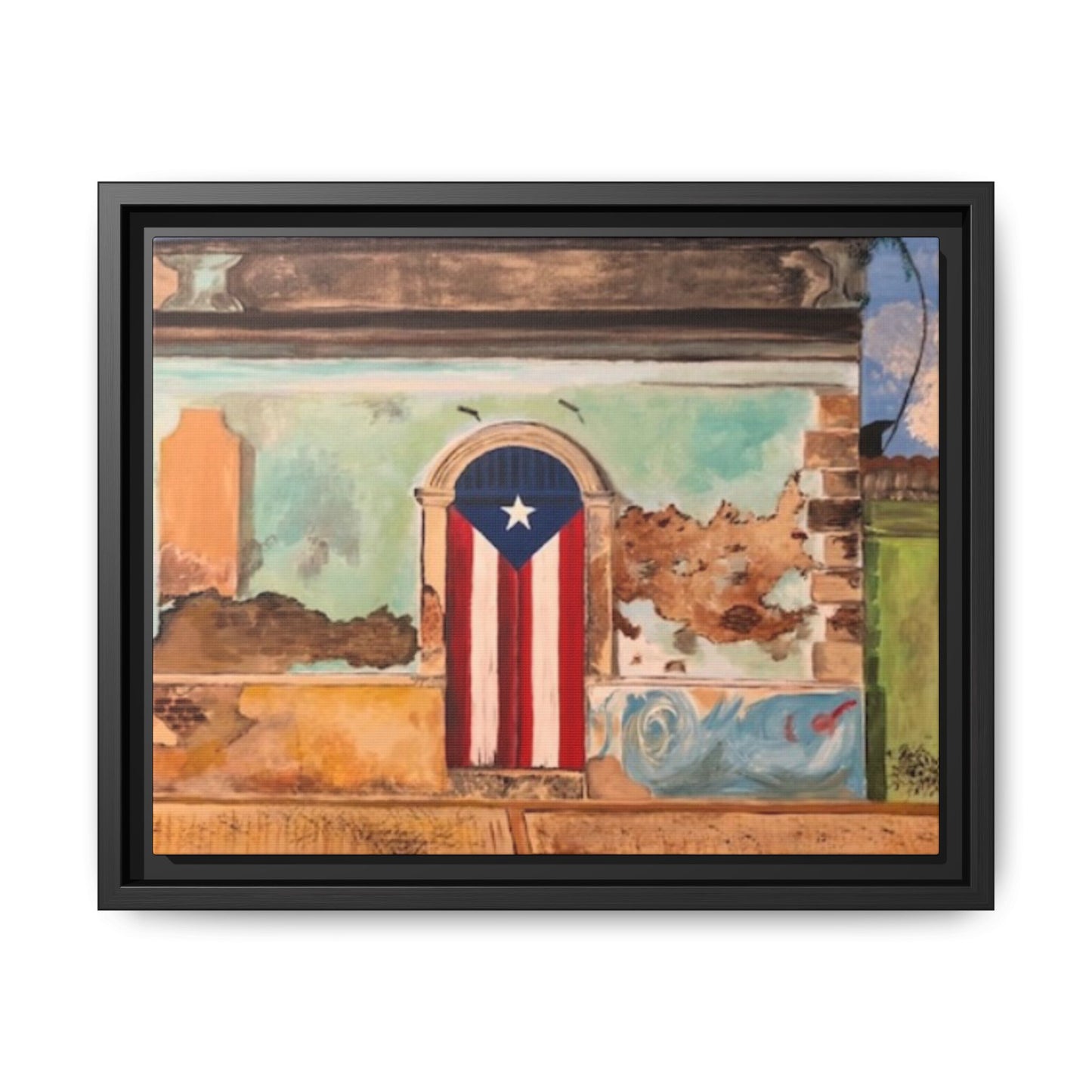 Framed Matte Canvas Print of Puerto Rican Doorway, Wall Art, Home Decor, Gift for Art Lovers, Puerto Rico Inspired Art