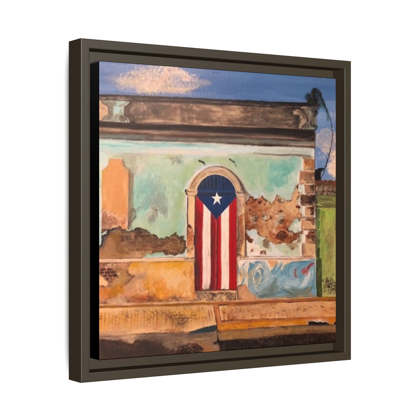 Framed Matte Canvas Print of Puerto Rican Doorway, Wall Art, Home Decor, Gift for Art Lovers, Puerto Rico Inspired Art