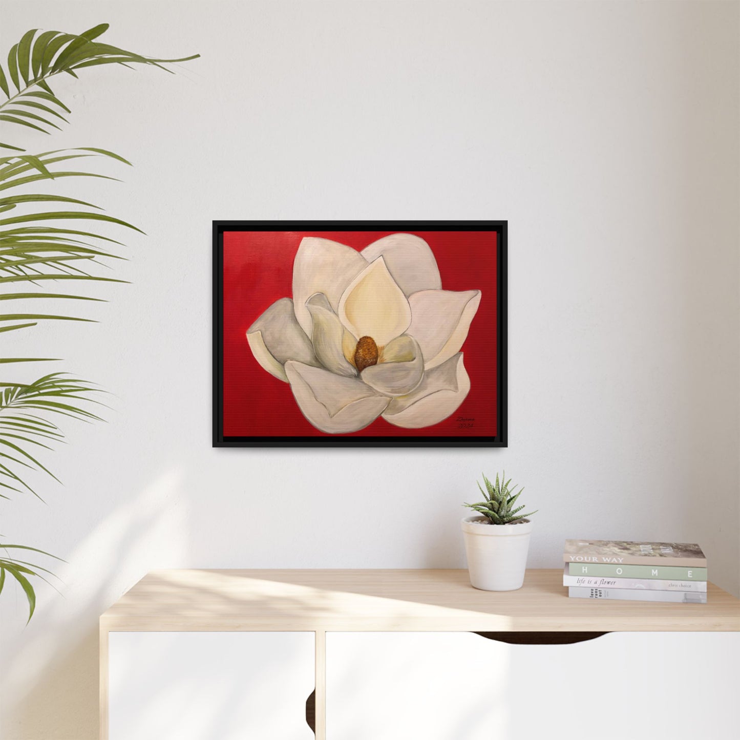 Lotus Flower Different sizes Matte Canvas, Black Frame
