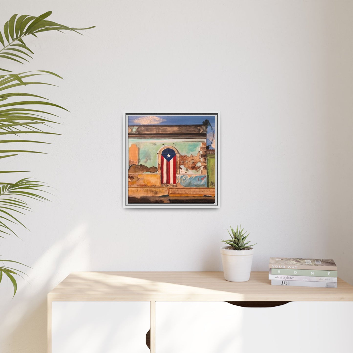 Framed Matte Canvas Print of Puerto Rican Doorway, Wall Art, Home Decor, Gift for Art Lovers, Puerto Rico Inspired Art