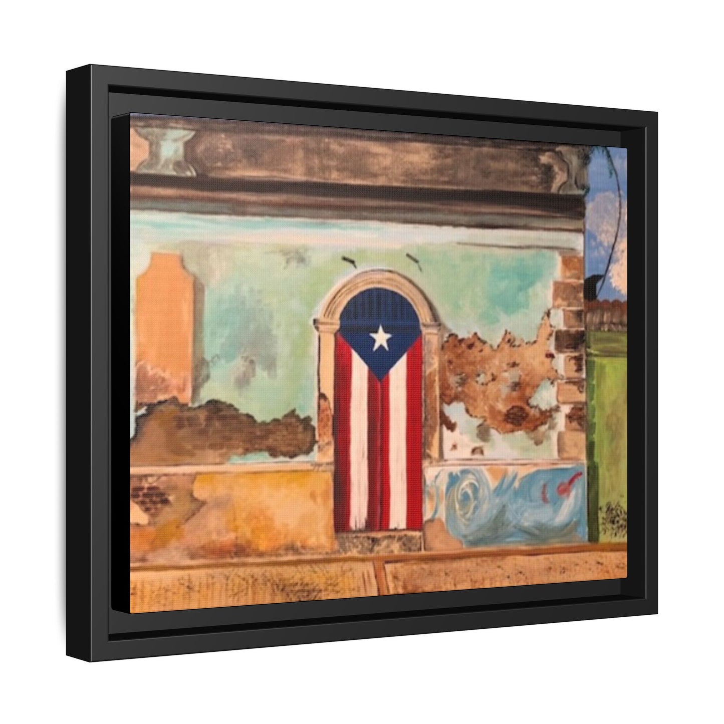 Framed Matte Canvas Print of Puerto Rican Doorway, Wall Art, Home Decor, Gift for Art Lovers, Puerto Rico Inspired Art