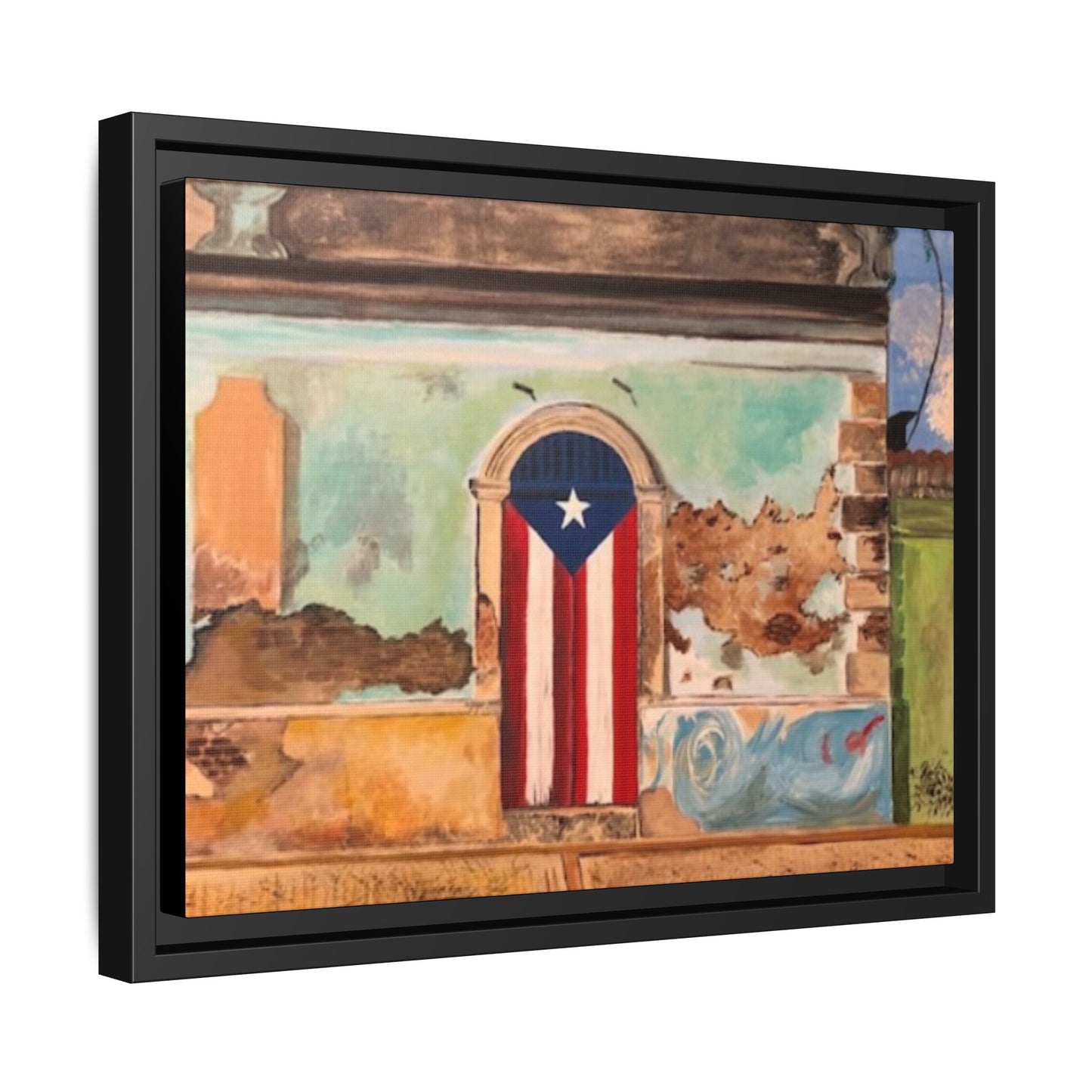 Framed Matte Canvas Print of Puerto Rican Doorway, Wall Art, Home Decor, Gift for Art Lovers, Puerto Rico Inspired Art