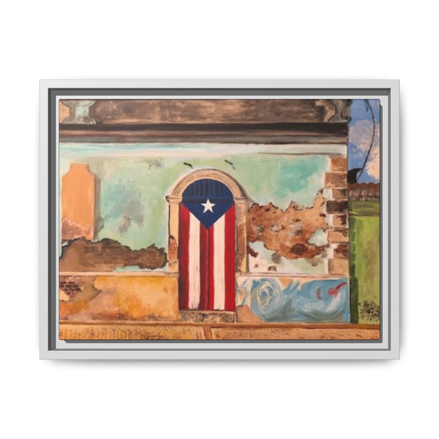 Framed Matte Canvas Print of Puerto Rican Doorway, Wall Art, Home Decor, Gift for Art Lovers, Puerto Rico Inspired Art