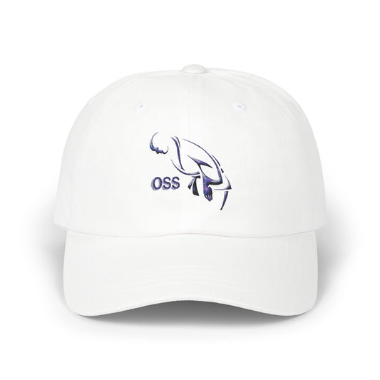 Oss Martial Arts Classic Dad Cap with OSS Design, Casual Sports Hat, Gift for Dad, Summer Accessory, Adjustable White Cap, Trendy Headwear