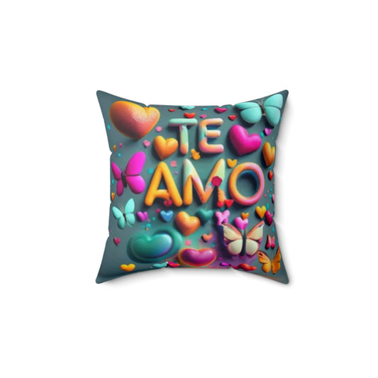 Te Amo Spun Polyester Square Pillow