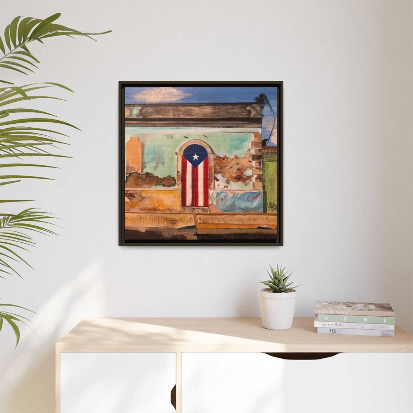 Framed Matte Canvas Print of Puerto Rican Doorway, Wall Art, Home Decor, Gift for Art Lovers, Puerto Rico Inspired Art