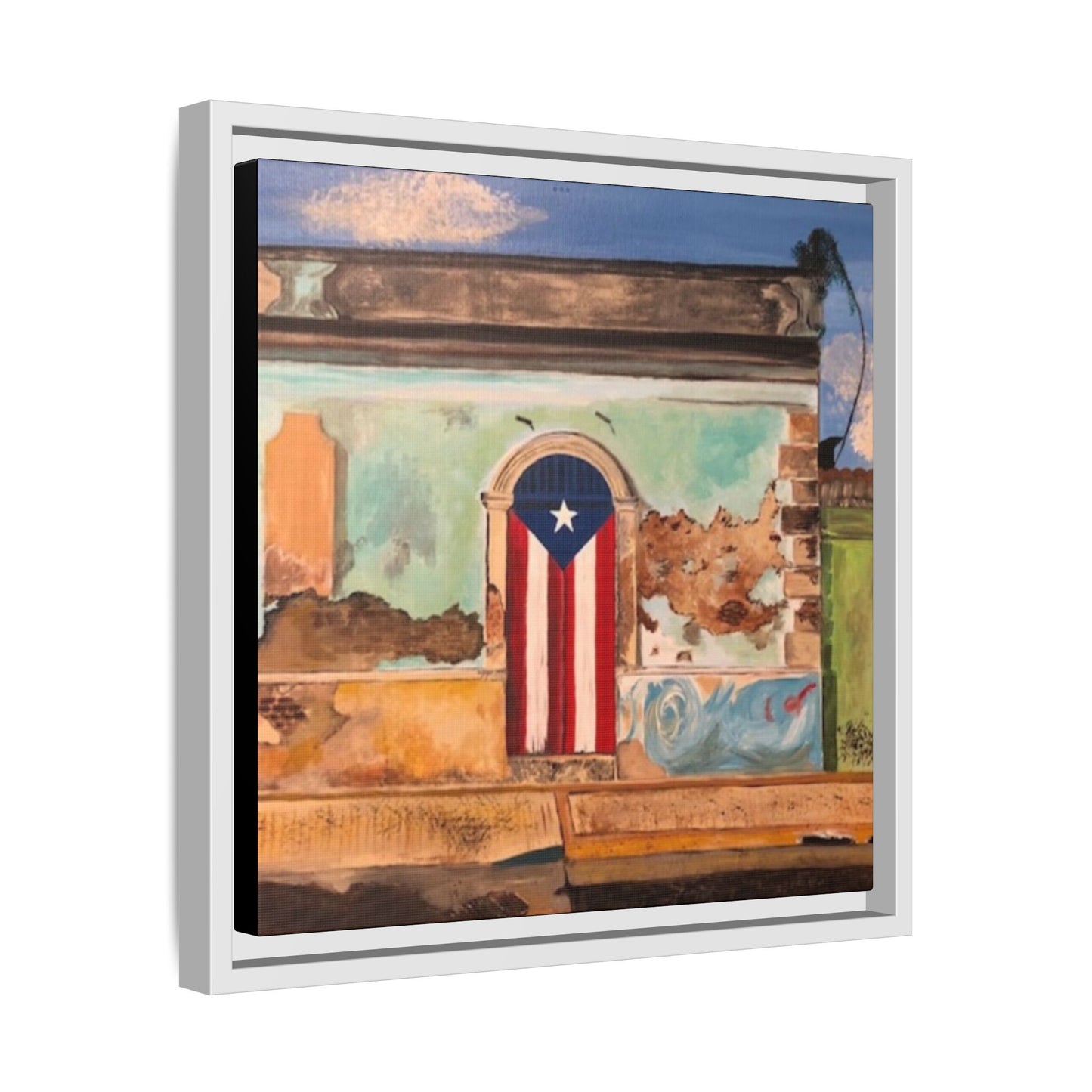 Framed Matte Canvas Print of Puerto Rican Doorway, Wall Art, Home Decor, Gift for Art Lovers, Puerto Rico Inspired Art