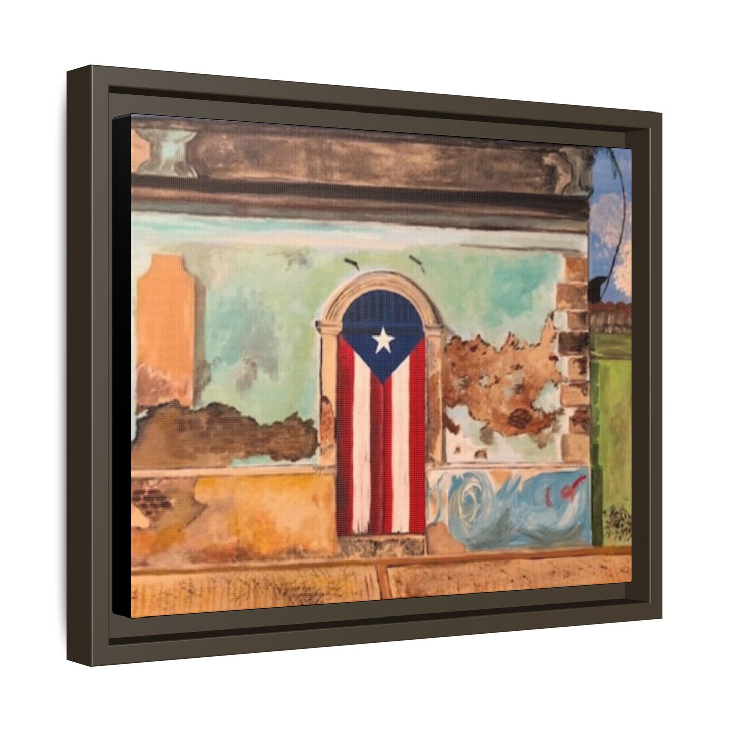 Framed Matte Canvas Print of Puerto Rican Doorway, Wall Art, Home Decor, Gift for Art Lovers, Puerto Rico Inspired Art