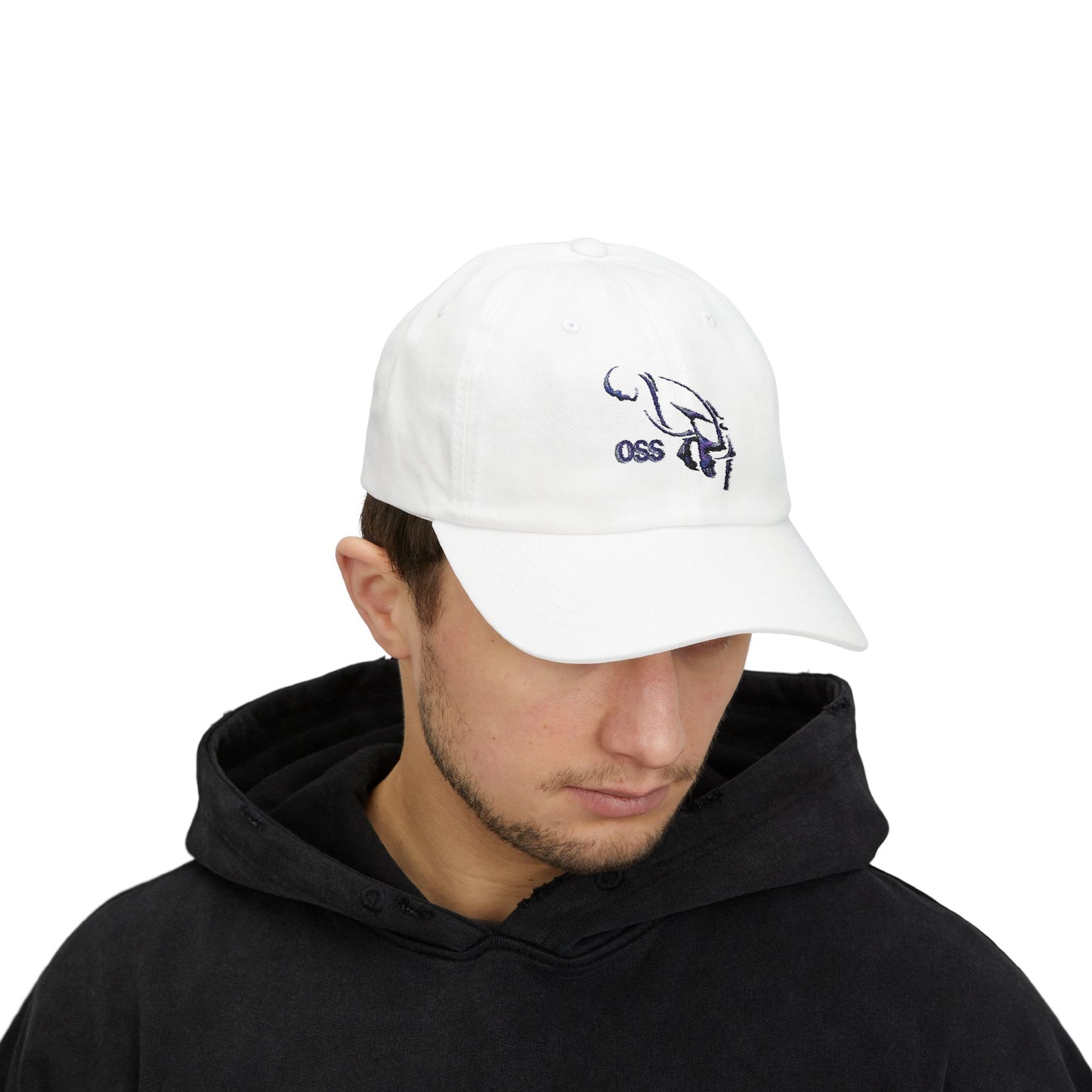 Oss Martial Arts Classic Dad Cap with OSS Design, Casual Sports Hat, Gift for Dad, Summer Accessory, Adjustable White Cap, Trendy Headwear