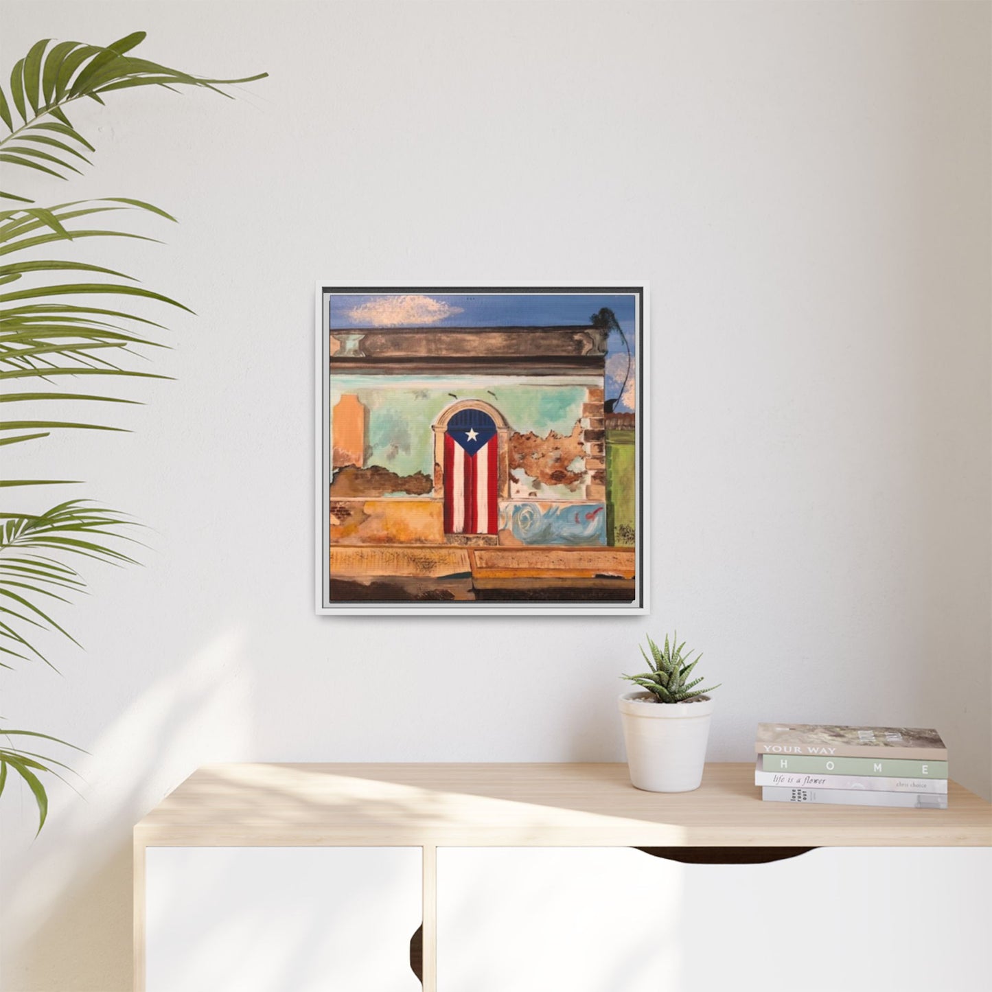 Framed Matte Canvas Print of Puerto Rican Doorway, Wall Art, Home Decor, Gift for Art Lovers, Puerto Rico Inspired Art