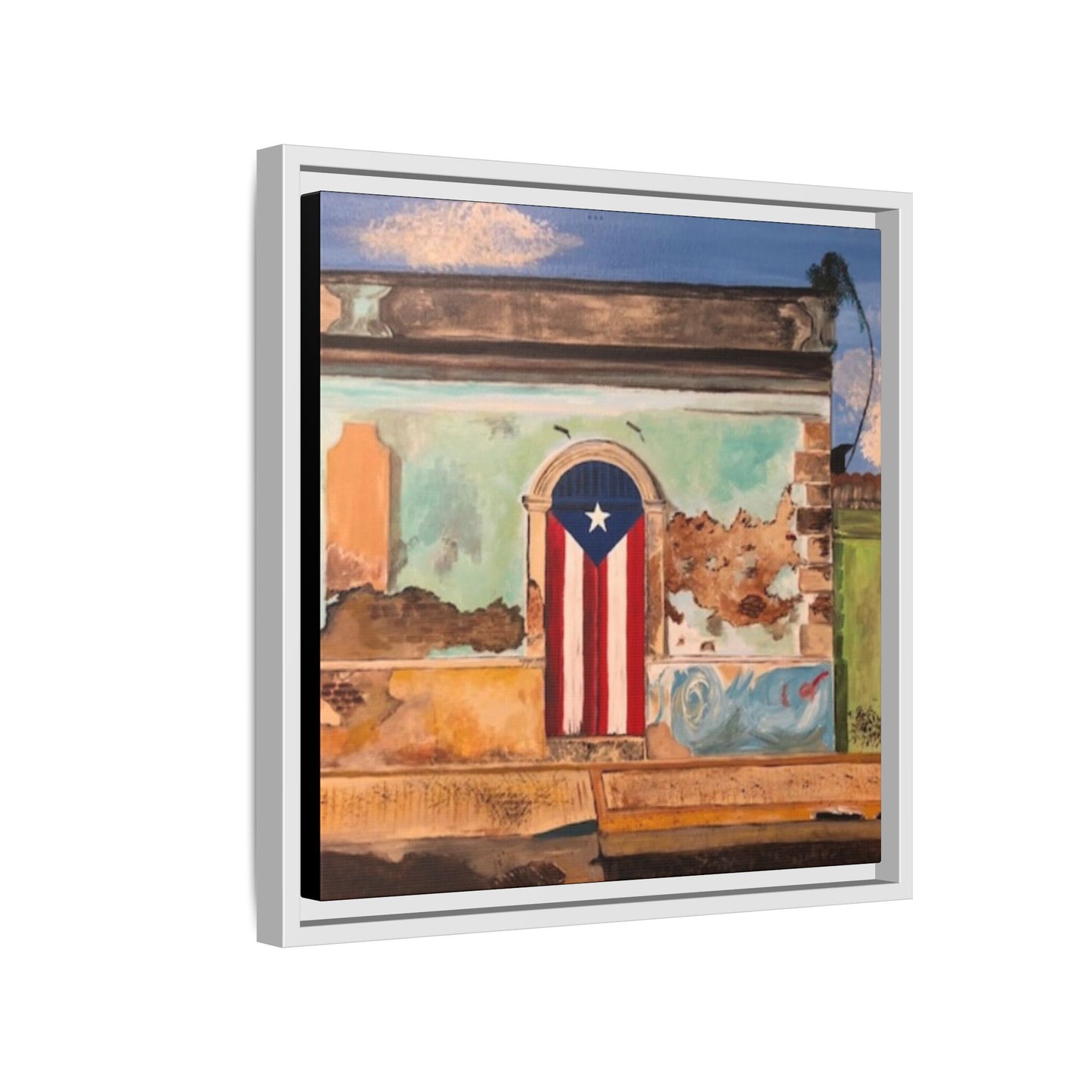 Framed Matte Canvas Print of Puerto Rican Doorway, Wall Art, Home Decor, Gift for Art Lovers, Puerto Rico Inspired Art