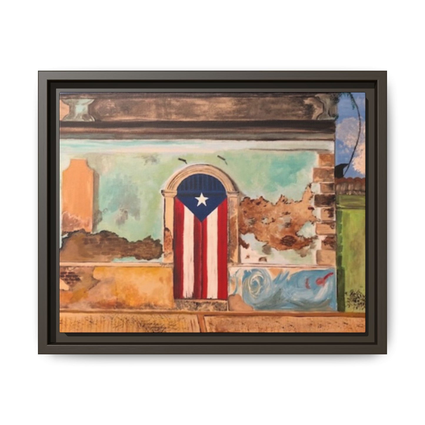 Framed Matte Canvas Print of Puerto Rican Doorway, Wall Art, Home Decor, Gift for Art Lovers, Puerto Rico Inspired Art
