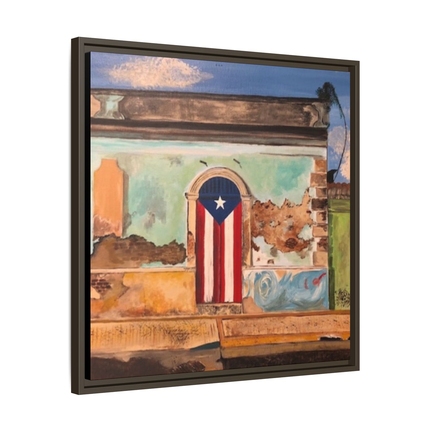Framed Matte Canvas Print of Puerto Rican Doorway, Wall Art, Home Decor, Gift for Art Lovers, Puerto Rico Inspired Art