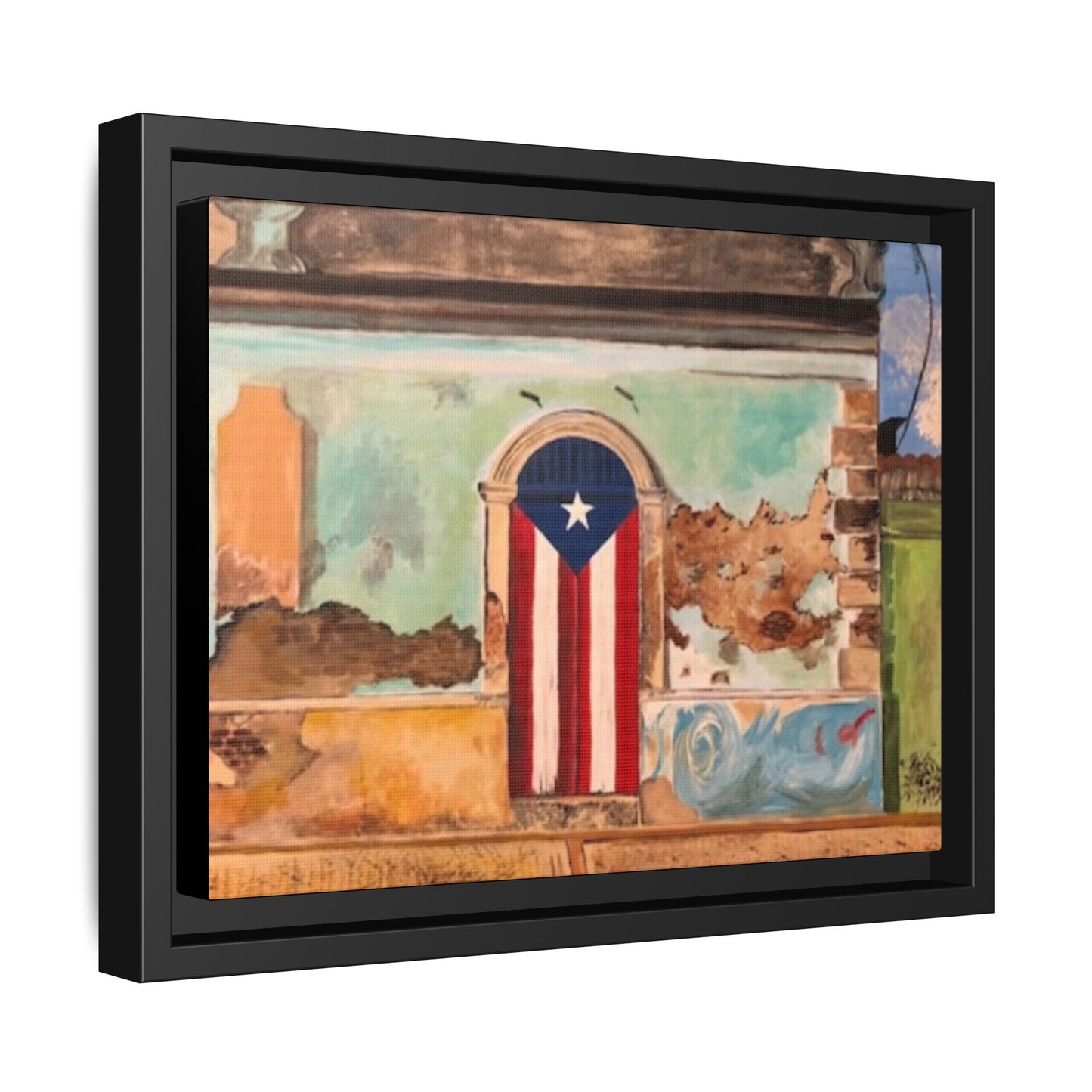 Framed Matte Canvas Print of Puerto Rican Doorway, Wall Art, Home Decor, Gift for Art Lovers, Puerto Rico Inspired Art