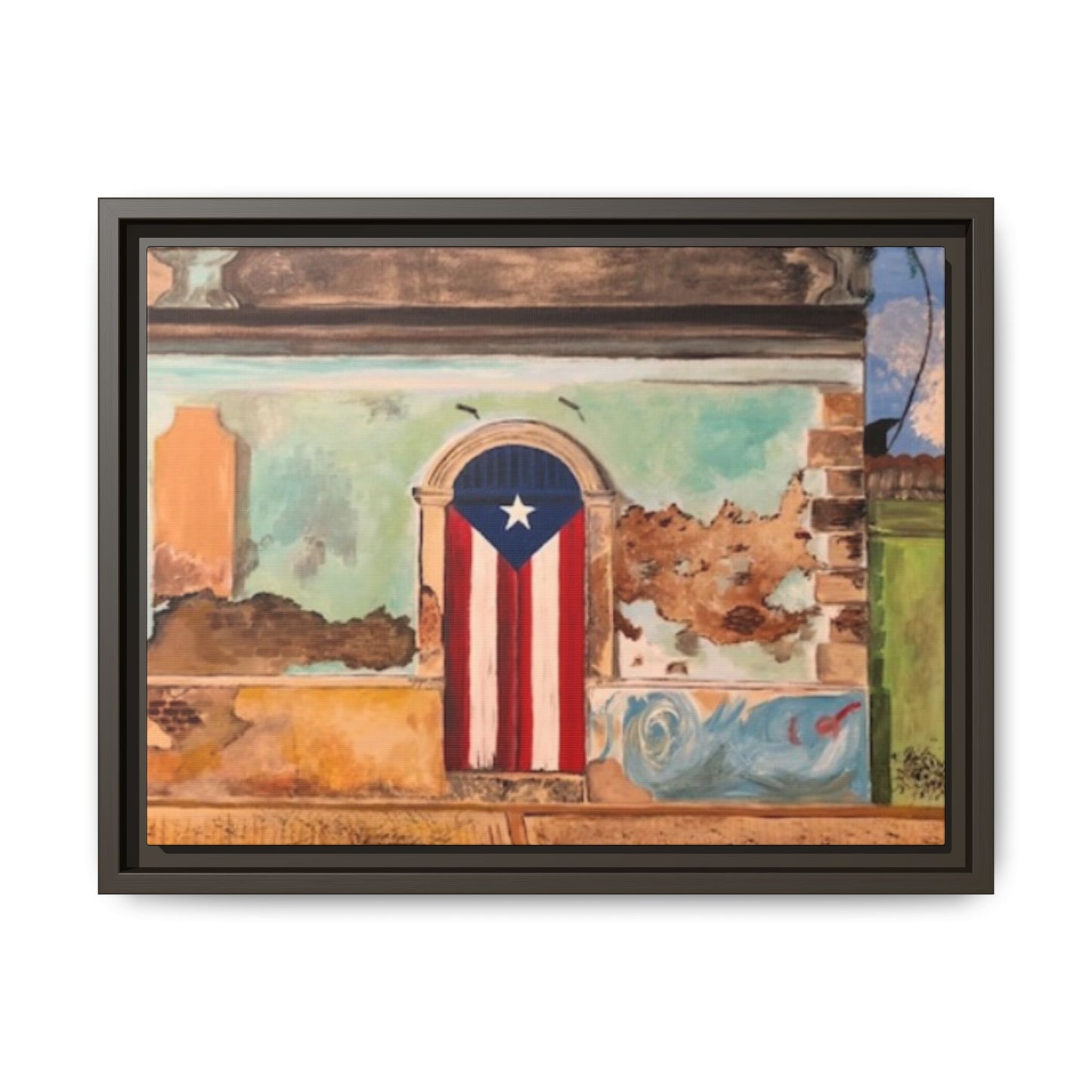 Framed Matte Canvas Print of Puerto Rican Doorway, Wall Art, Home Decor, Gift for Art Lovers, Puerto Rico Inspired Art