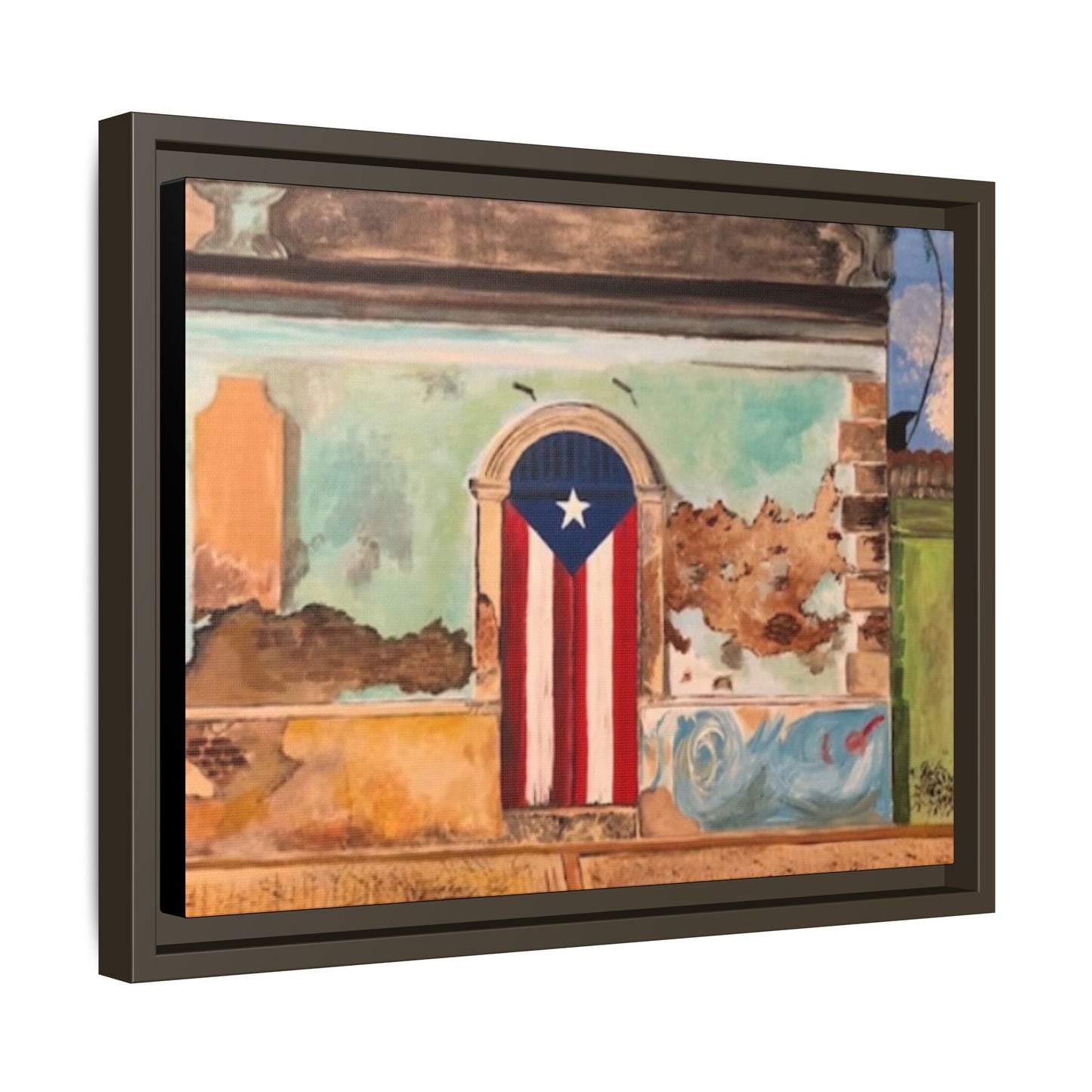 Framed Matte Canvas Print of Puerto Rican Doorway, Wall Art, Home Decor, Gift for Art Lovers, Puerto Rico Inspired Art
