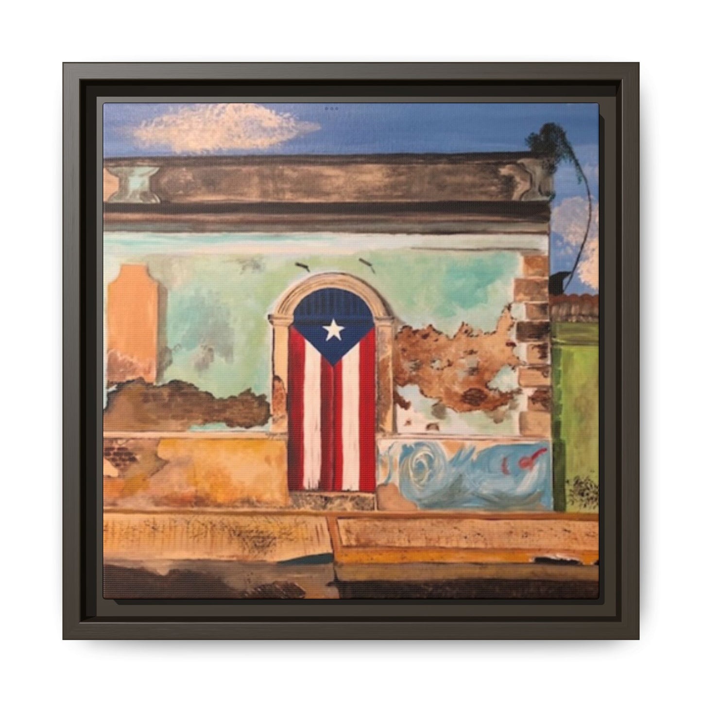 Framed Matte Canvas Print of Puerto Rican Doorway, Wall Art, Home Decor, Gift for Art Lovers, Puerto Rico Inspired Art