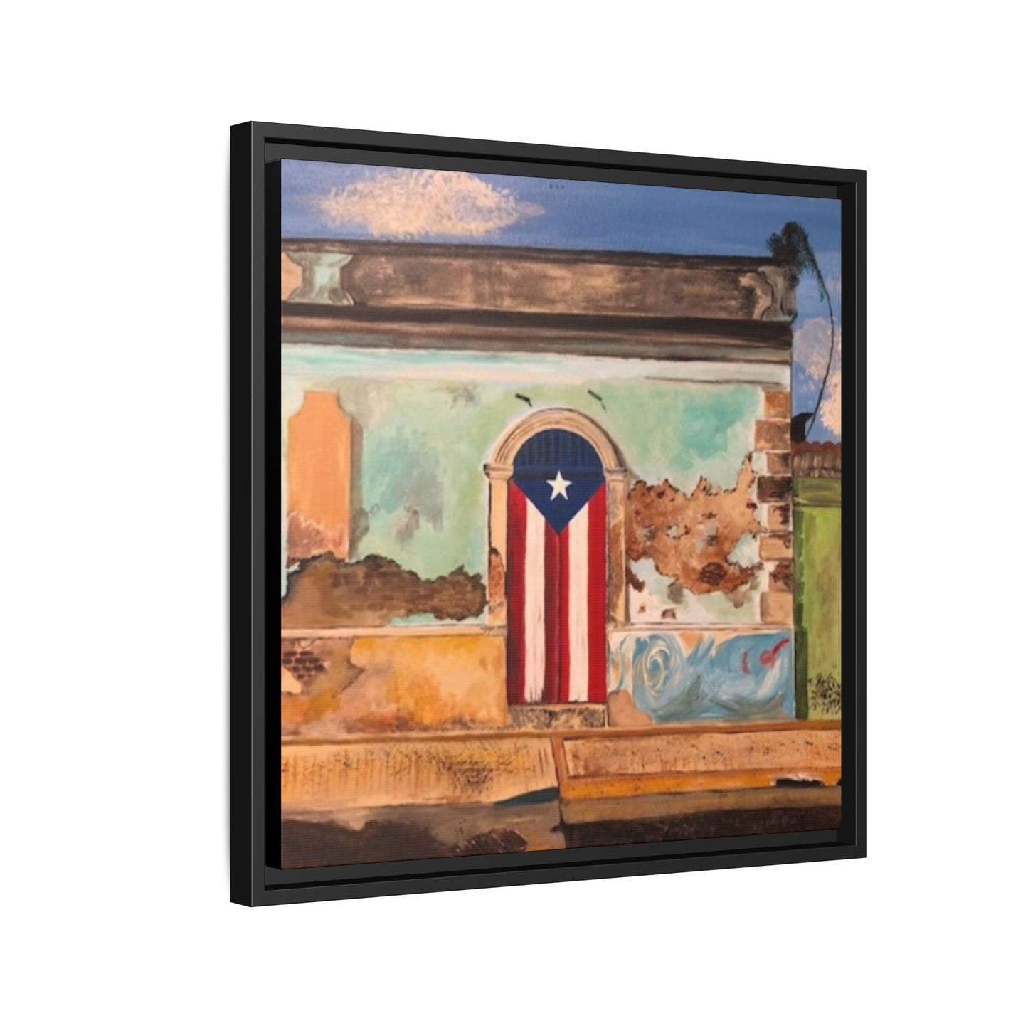 Framed Matte Canvas Print of Puerto Rican Doorway, Wall Art, Home Decor, Gift for Art Lovers, Puerto Rico Inspired Art