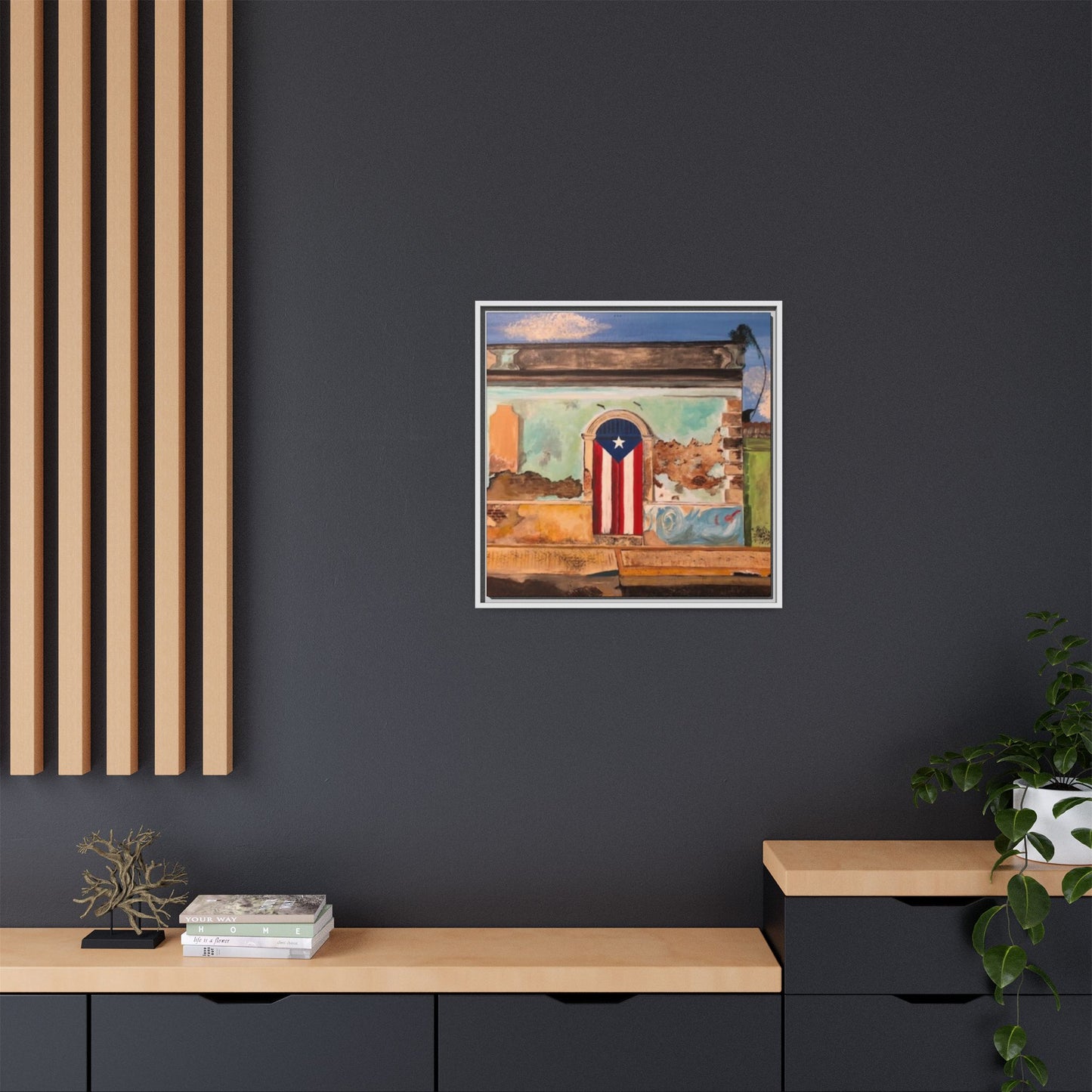 Framed Matte Canvas Print of Puerto Rican Doorway, Wall Art, Home Decor, Gift for Art Lovers, Puerto Rico Inspired Art