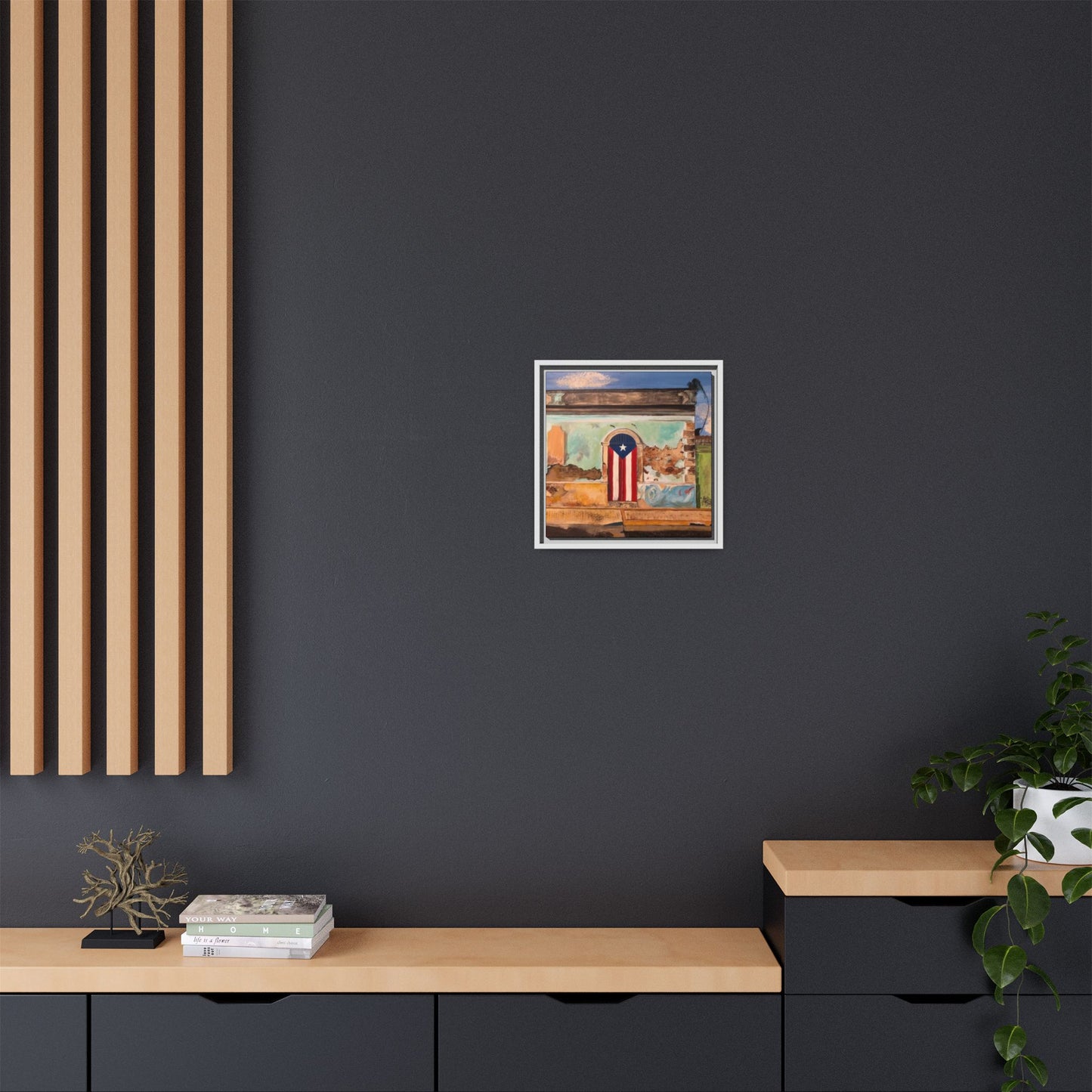 Framed Matte Canvas Print of Puerto Rican Doorway, Wall Art, Home Decor, Gift for Art Lovers, Puerto Rico Inspired Art