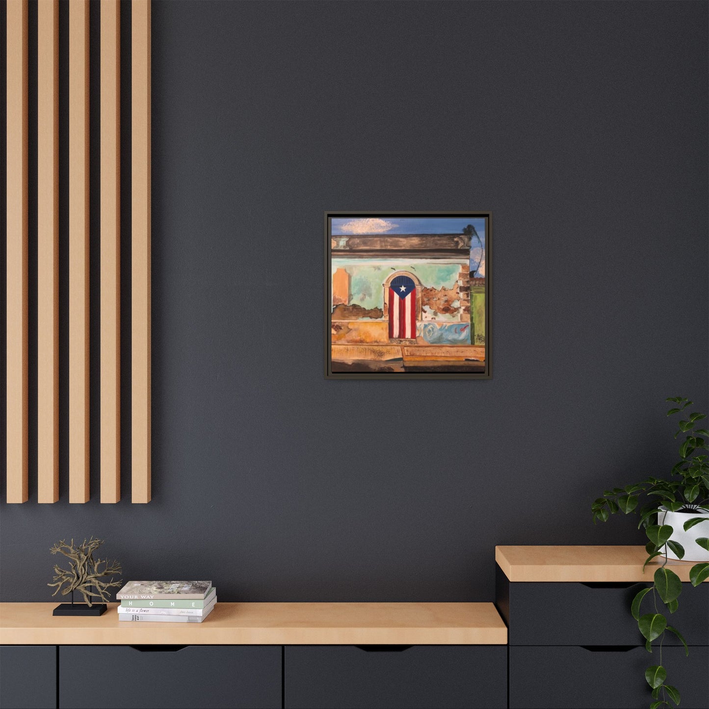 Framed Matte Canvas Print of Puerto Rican Doorway, Wall Art, Home Decor, Gift for Art Lovers, Puerto Rico Inspired Art