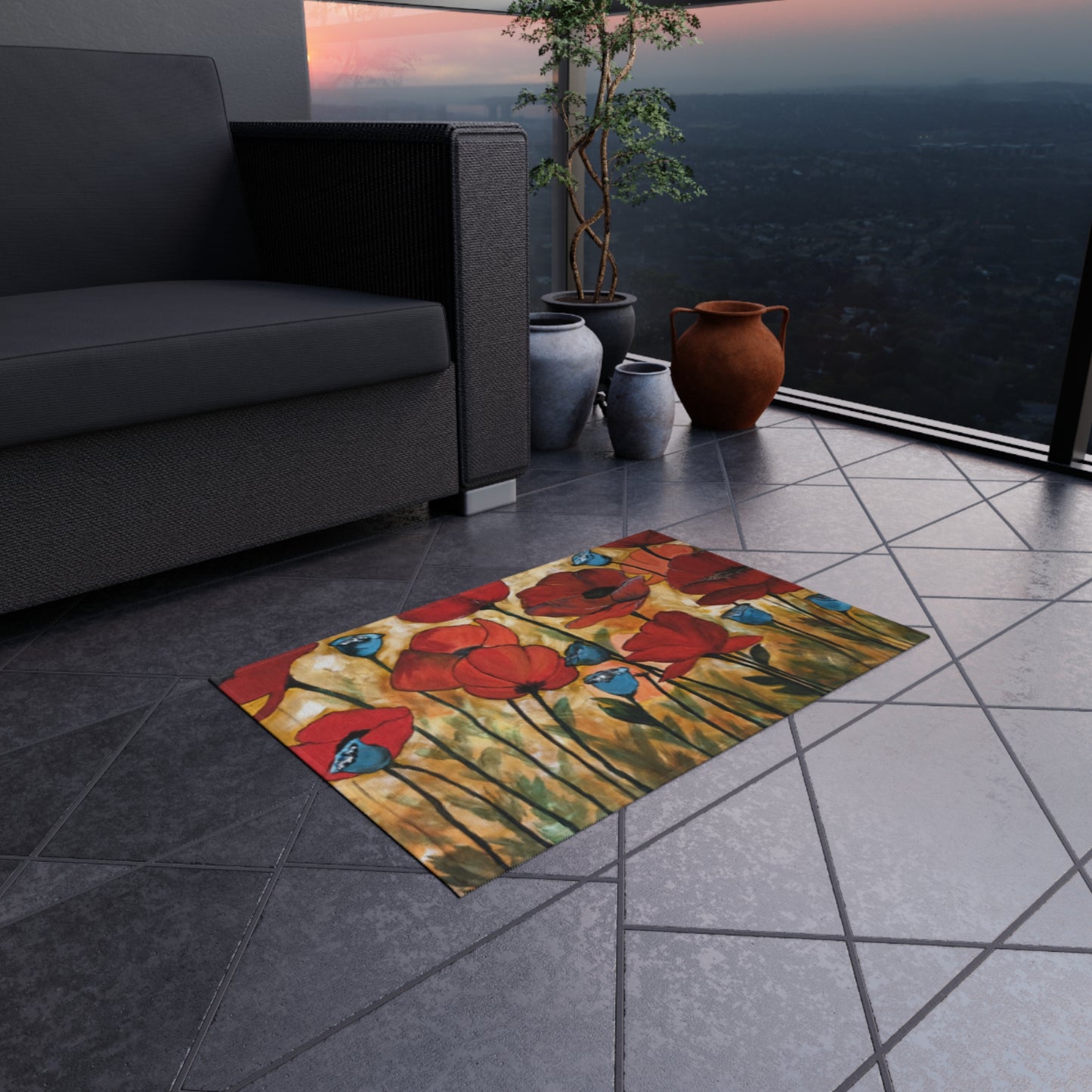 Field of poppies Outdoor Rug