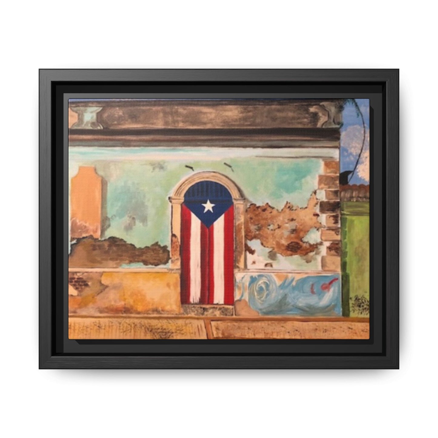Framed Matte Canvas Print of Puerto Rican Doorway, Wall Art, Home Decor, Gift for Art Lovers, Puerto Rico Inspired Art