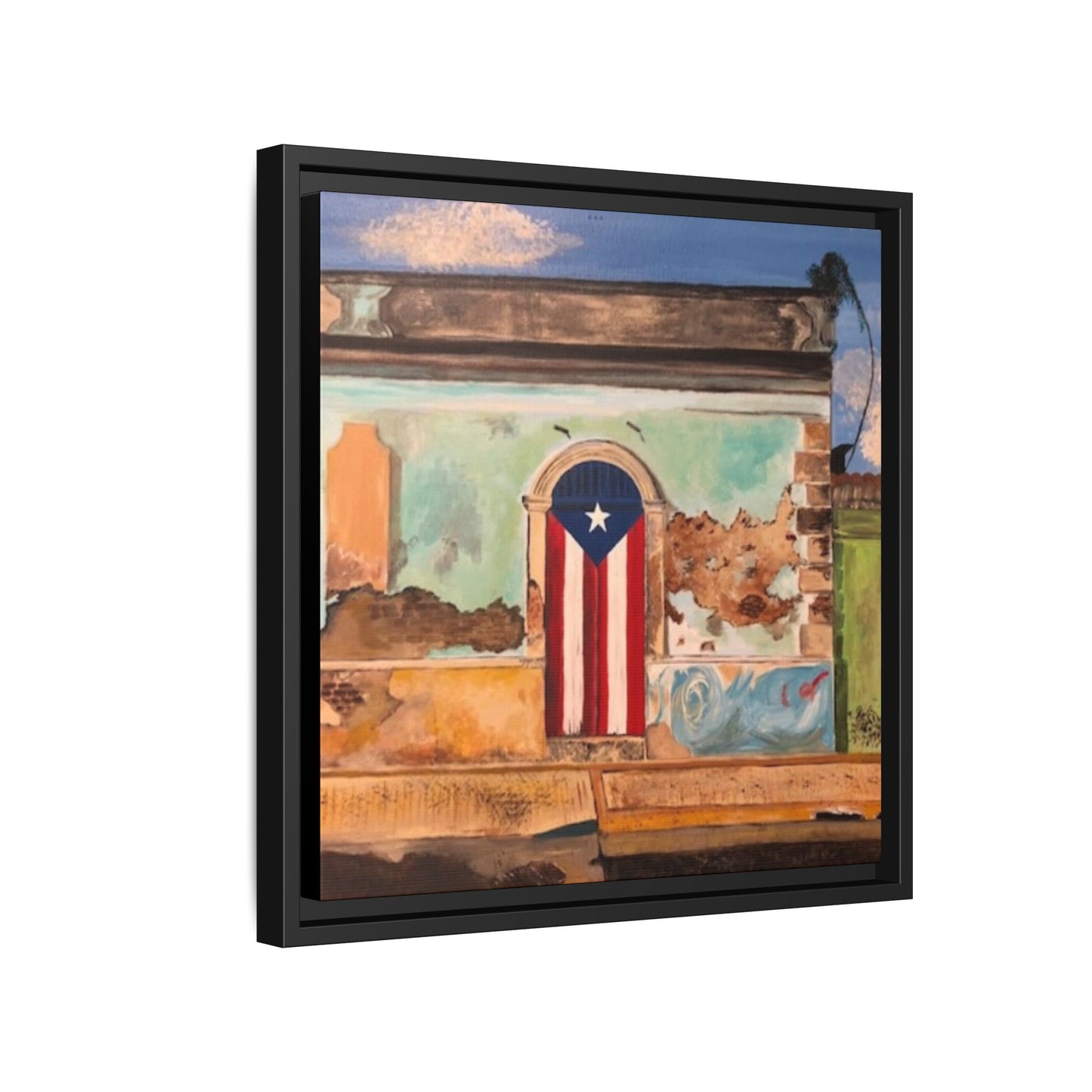 Framed Matte Canvas Print of Puerto Rican Doorway, Wall Art, Home Decor, Gift for Art Lovers, Puerto Rico Inspired Art