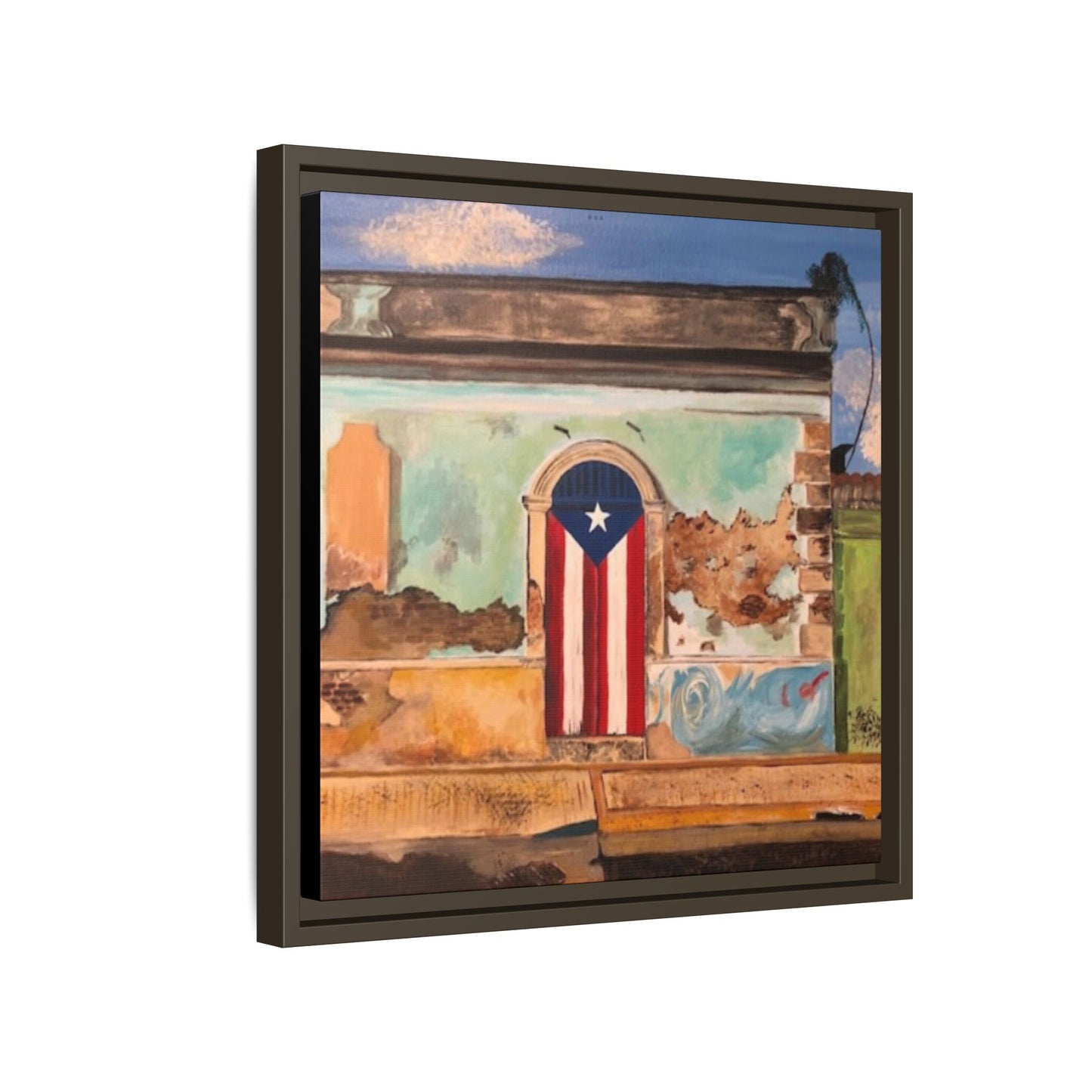 Framed Matte Canvas Print of Puerto Rican Doorway, Wall Art, Home Decor, Gift for Art Lovers, Puerto Rico Inspired Art