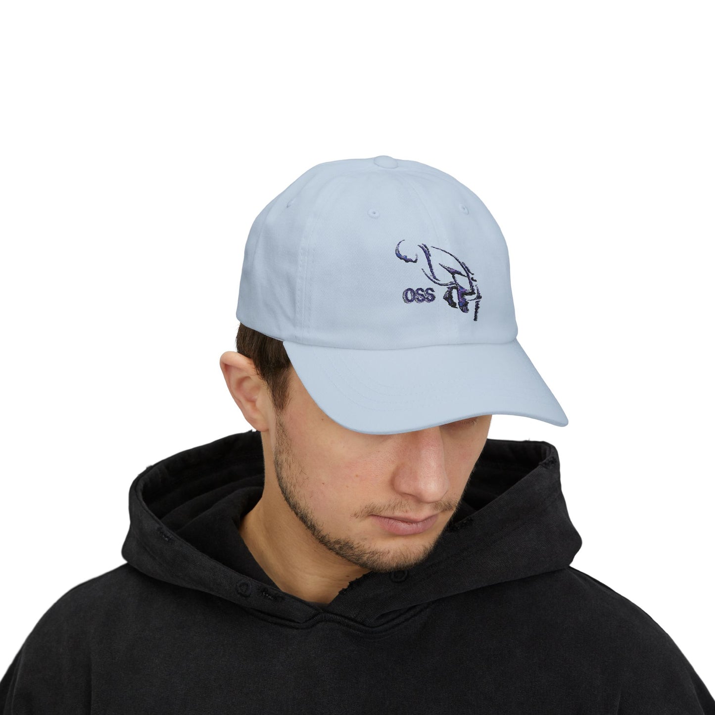 Oss Martial Arts Classic Dad Cap with OSS Design, Casual Sports Hat, Gift for Dad, Summer Accessory, Adjustable White Cap, Trendy Headwear