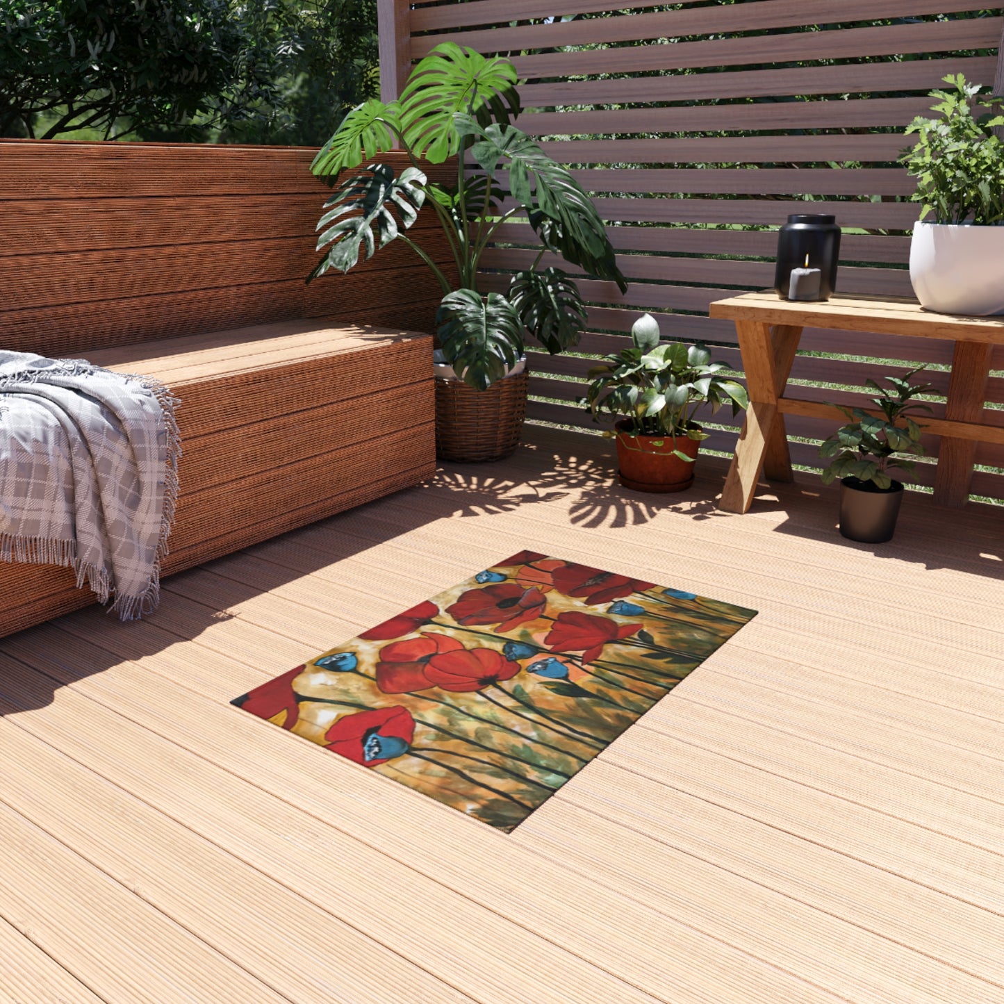 Field of poppies Outdoor Rug