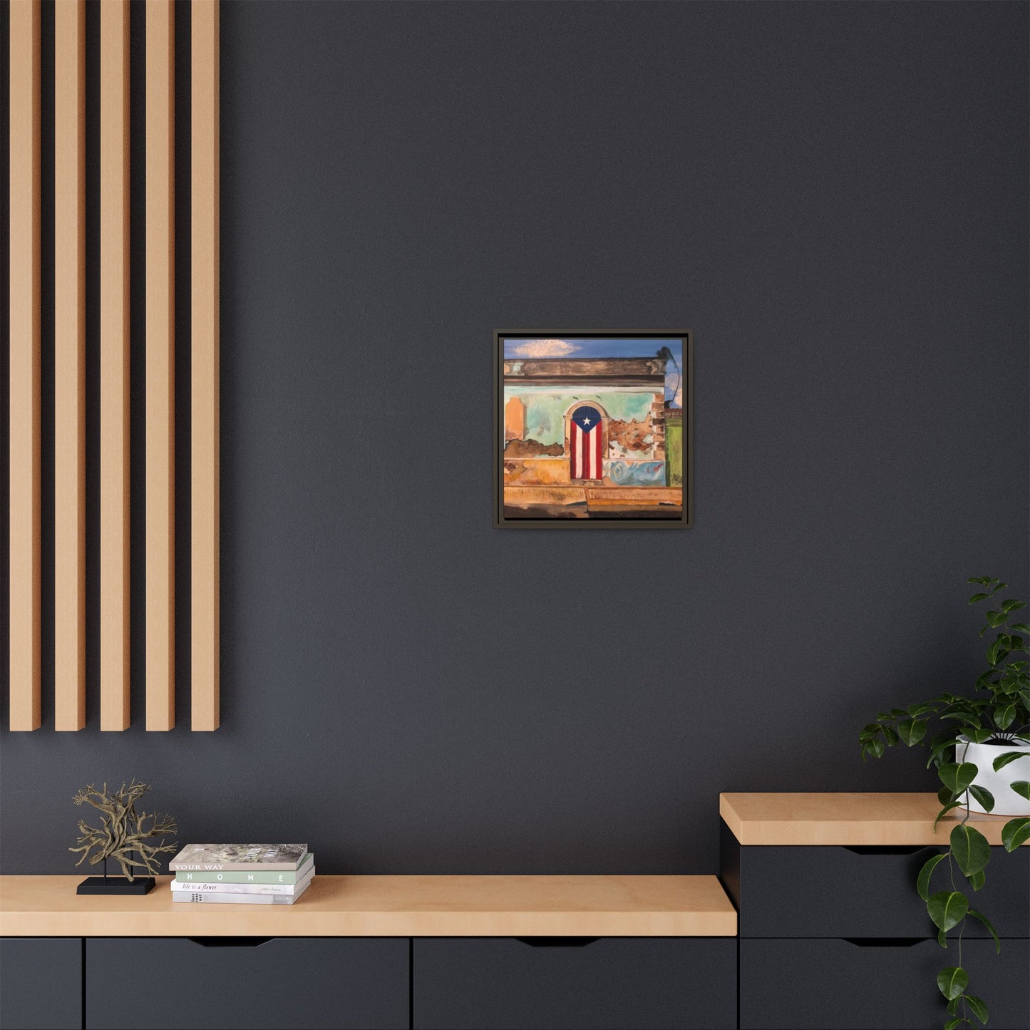 Framed Matte Canvas Print of Puerto Rican Doorway, Wall Art, Home Decor, Gift for Art Lovers, Puerto Rico Inspired Art