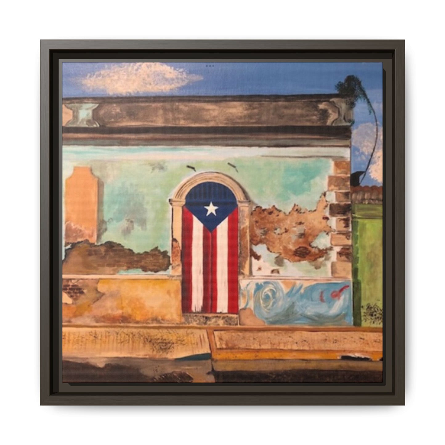 Framed Matte Canvas Print of Puerto Rican Doorway, Wall Art, Home Decor, Gift for Art Lovers, Puerto Rico Inspired Art
