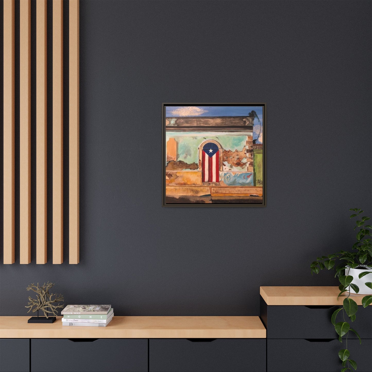 Framed Matte Canvas Print of Puerto Rican Doorway, Wall Art, Home Decor, Gift for Art Lovers, Puerto Rico Inspired Art