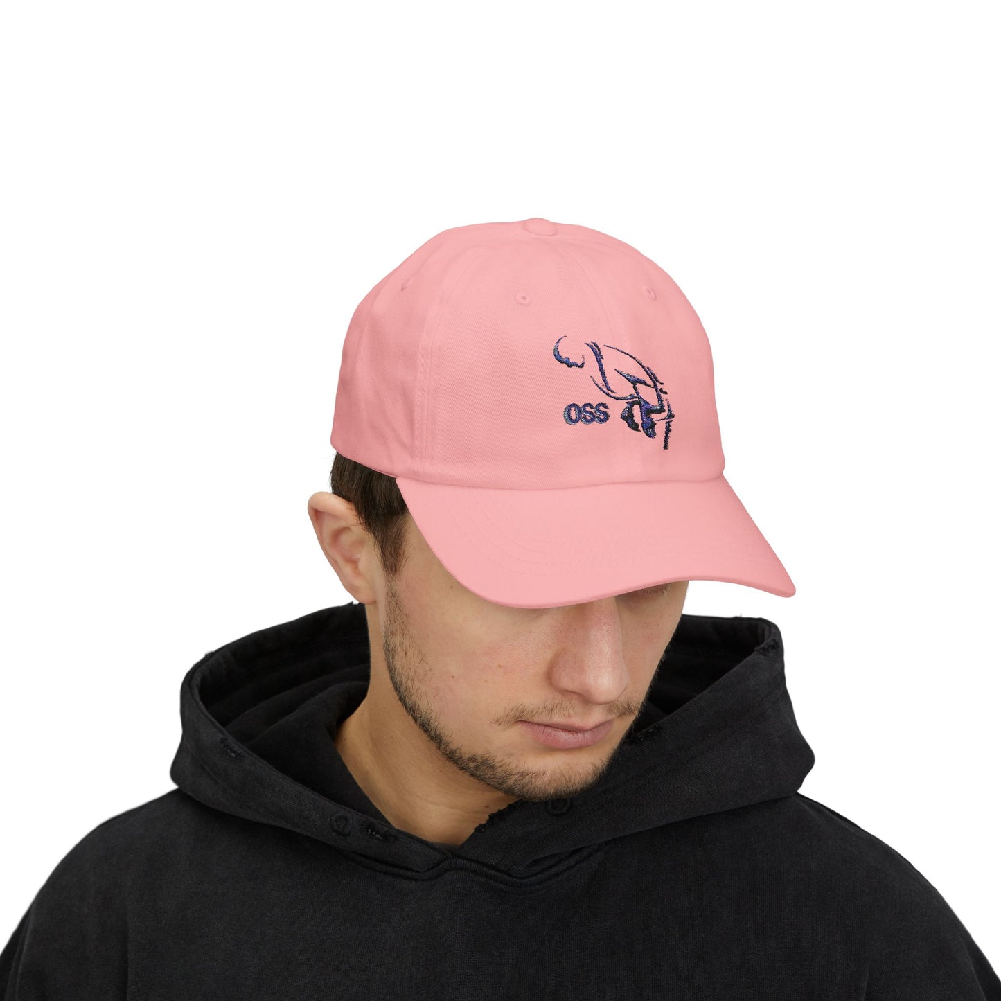 Oss Martial Arts Classic Dad Cap with OSS Design, Casual Sports Hat, Gift for Dad, Summer Accessory, Adjustable White Cap, Trendy Headwear