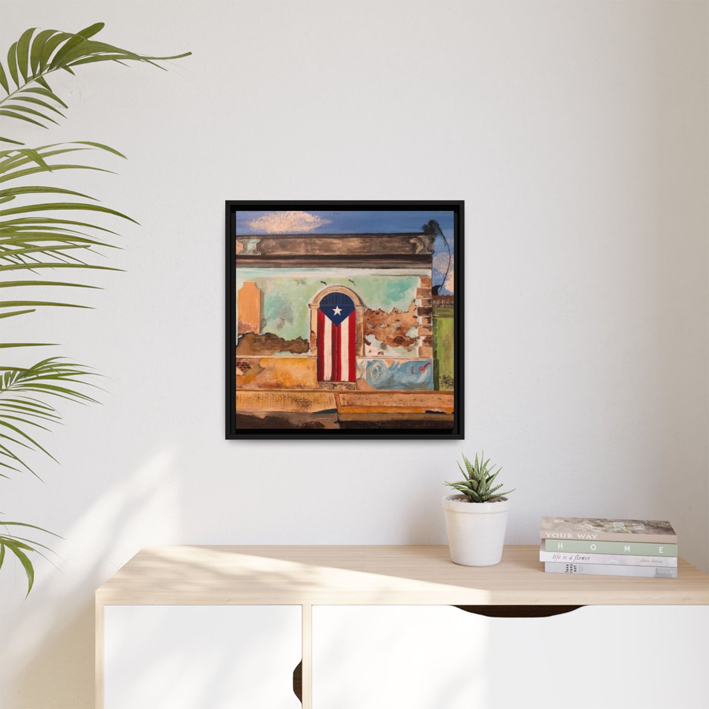 Framed Matte Canvas Print of Puerto Rican Doorway, Wall Art, Home Decor, Gift for Art Lovers, Puerto Rico Inspired Art