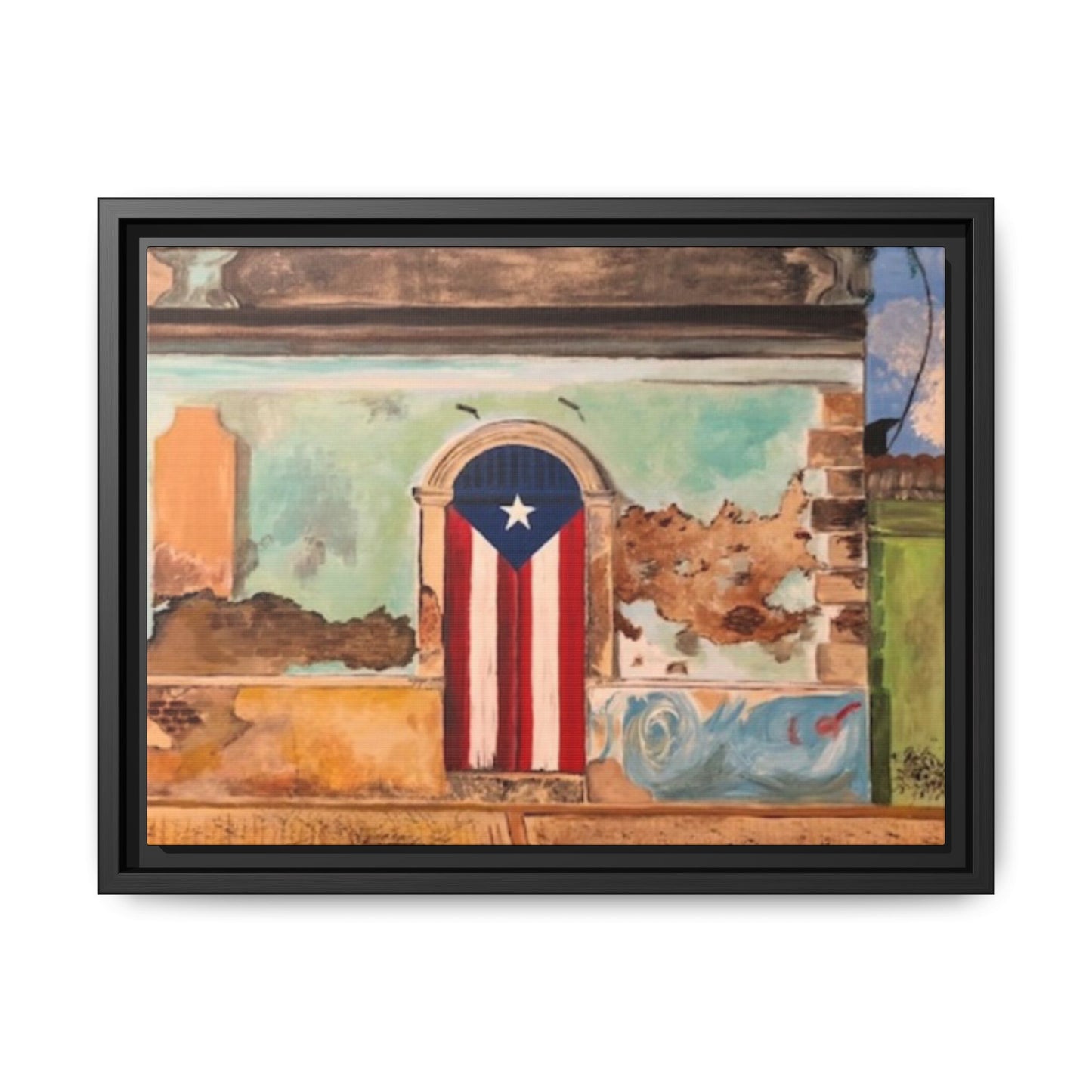 Framed Matte Canvas Print of Puerto Rican Doorway, Wall Art, Home Decor, Gift for Art Lovers, Puerto Rico Inspired Art