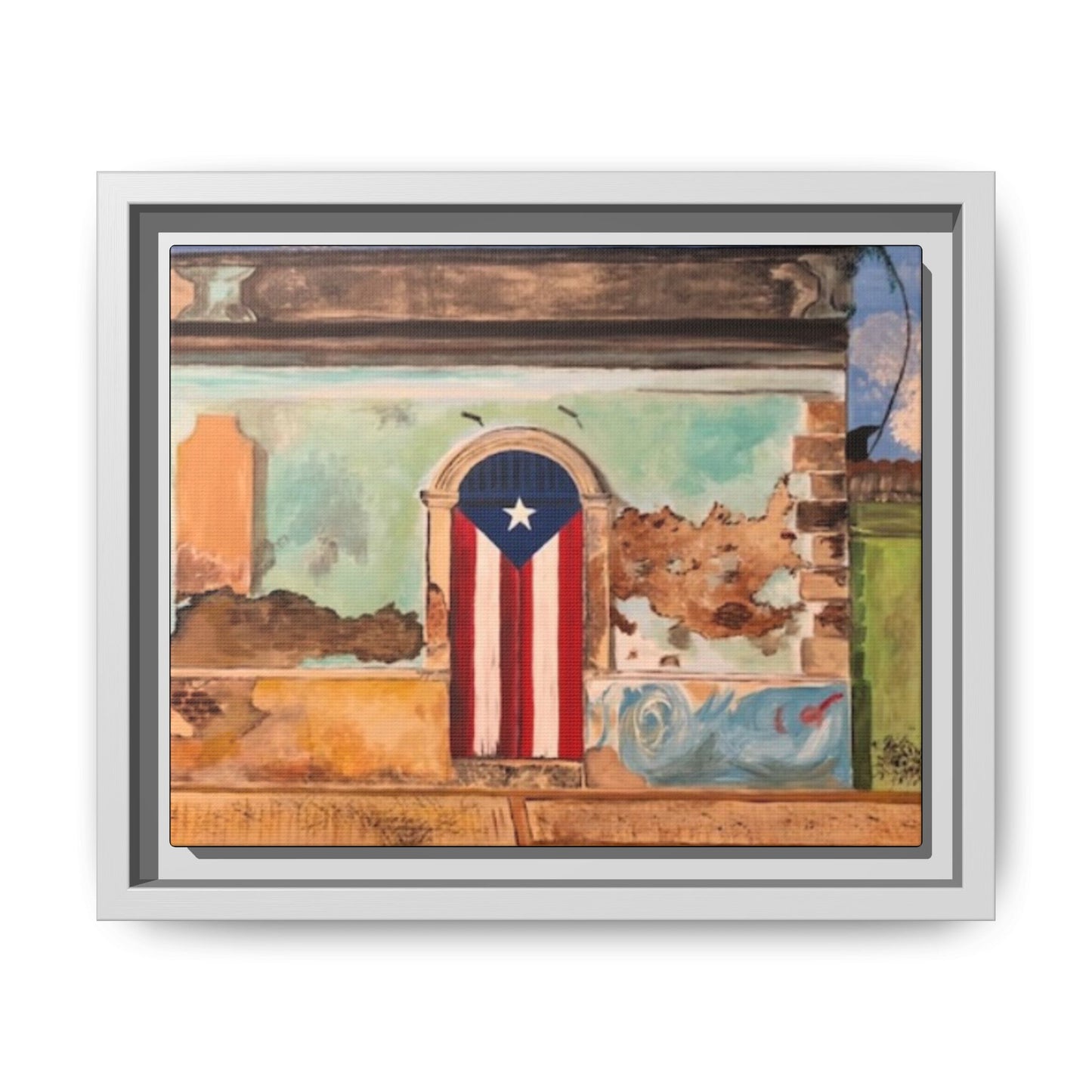 Framed Matte Canvas Print of Puerto Rican Doorway, Wall Art, Home Decor, Gift for Art Lovers, Puerto Rico Inspired Art
