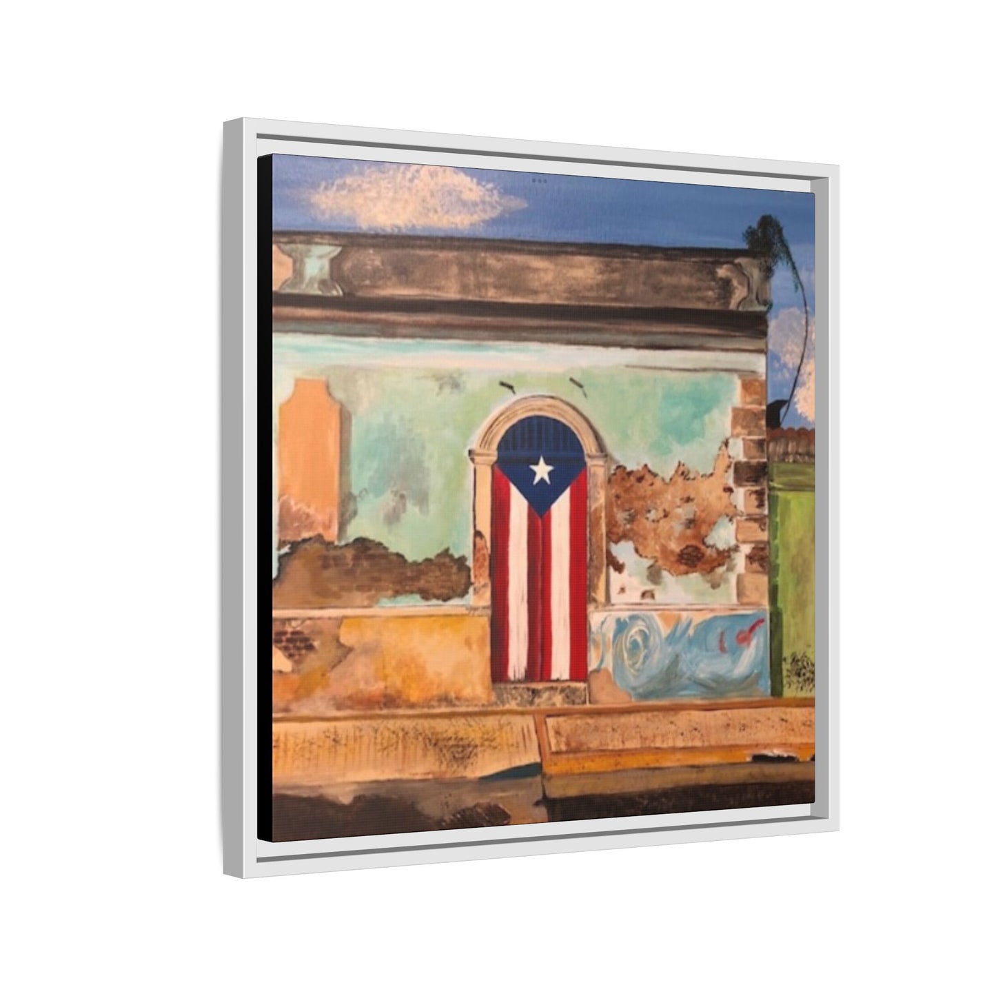 Framed Matte Canvas Print of Puerto Rican Doorway, Wall Art, Home Decor, Gift for Art Lovers, Puerto Rico Inspired Art
