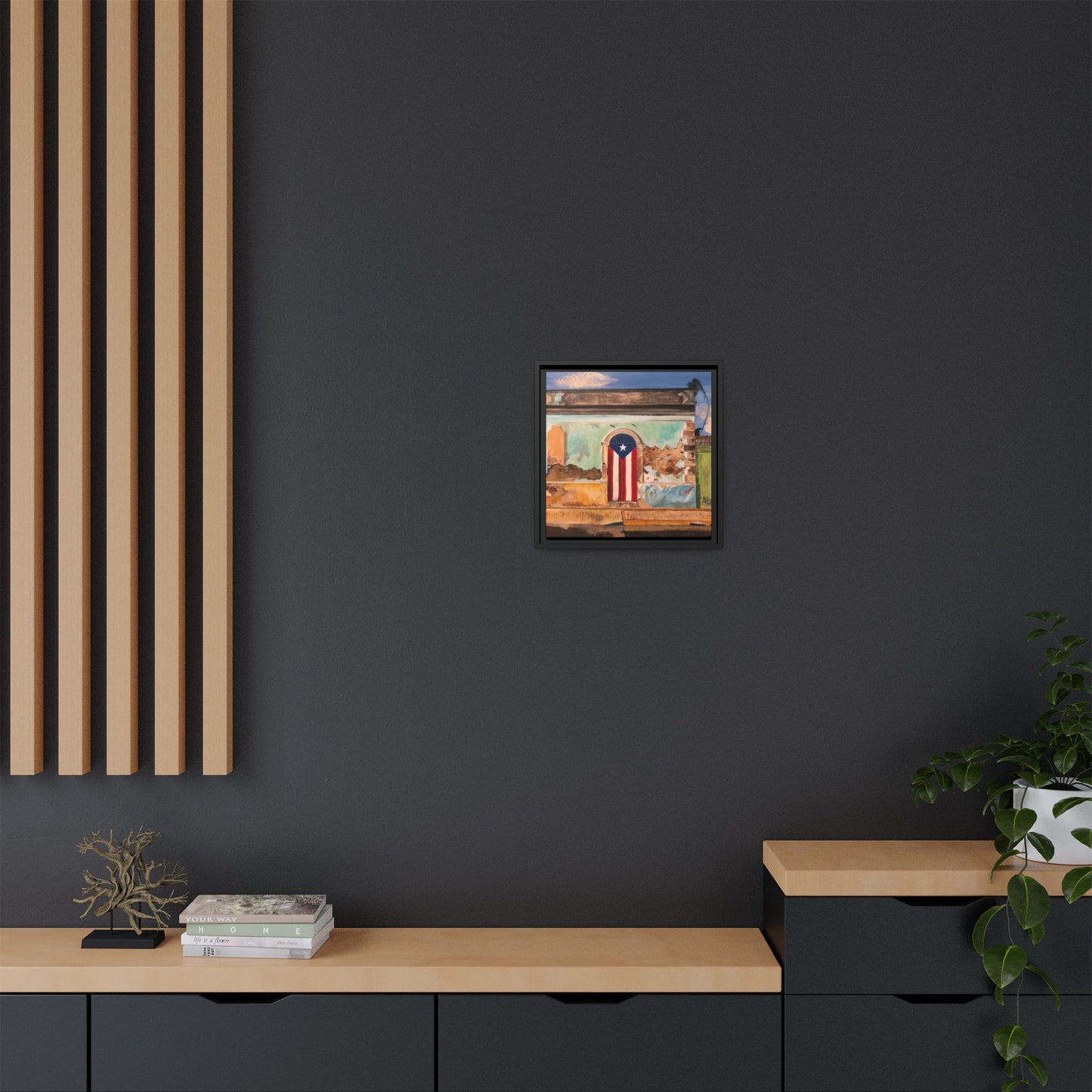 Framed Matte Canvas Print of Puerto Rican Doorway, Wall Art, Home Decor, Gift for Art Lovers, Puerto Rico Inspired Art