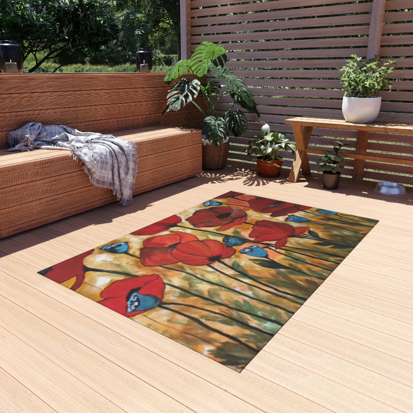Field of poppies Outdoor Rug
