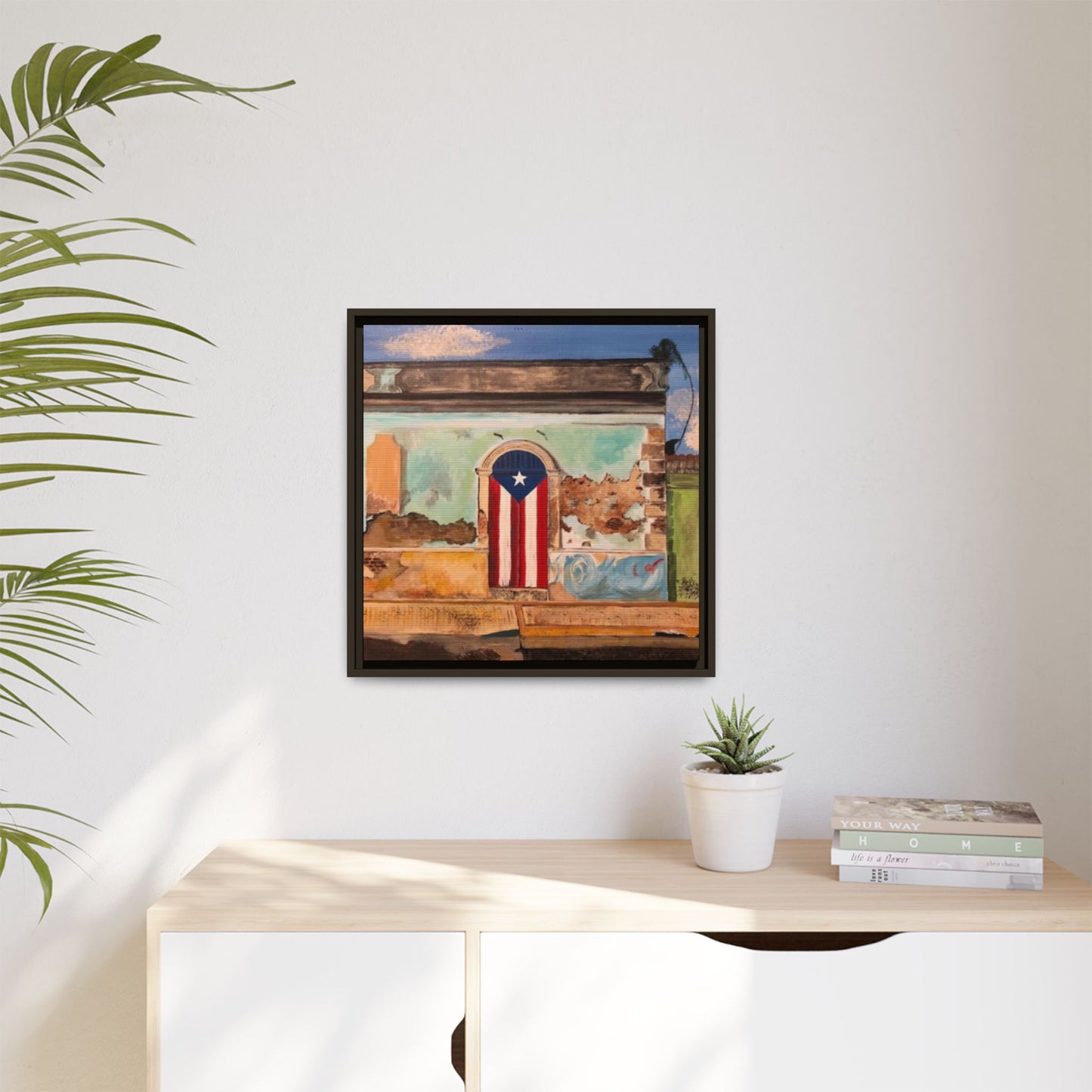 Framed Matte Canvas Print of Puerto Rican Doorway, Wall Art, Home Decor, Gift for Art Lovers, Puerto Rico Inspired Art