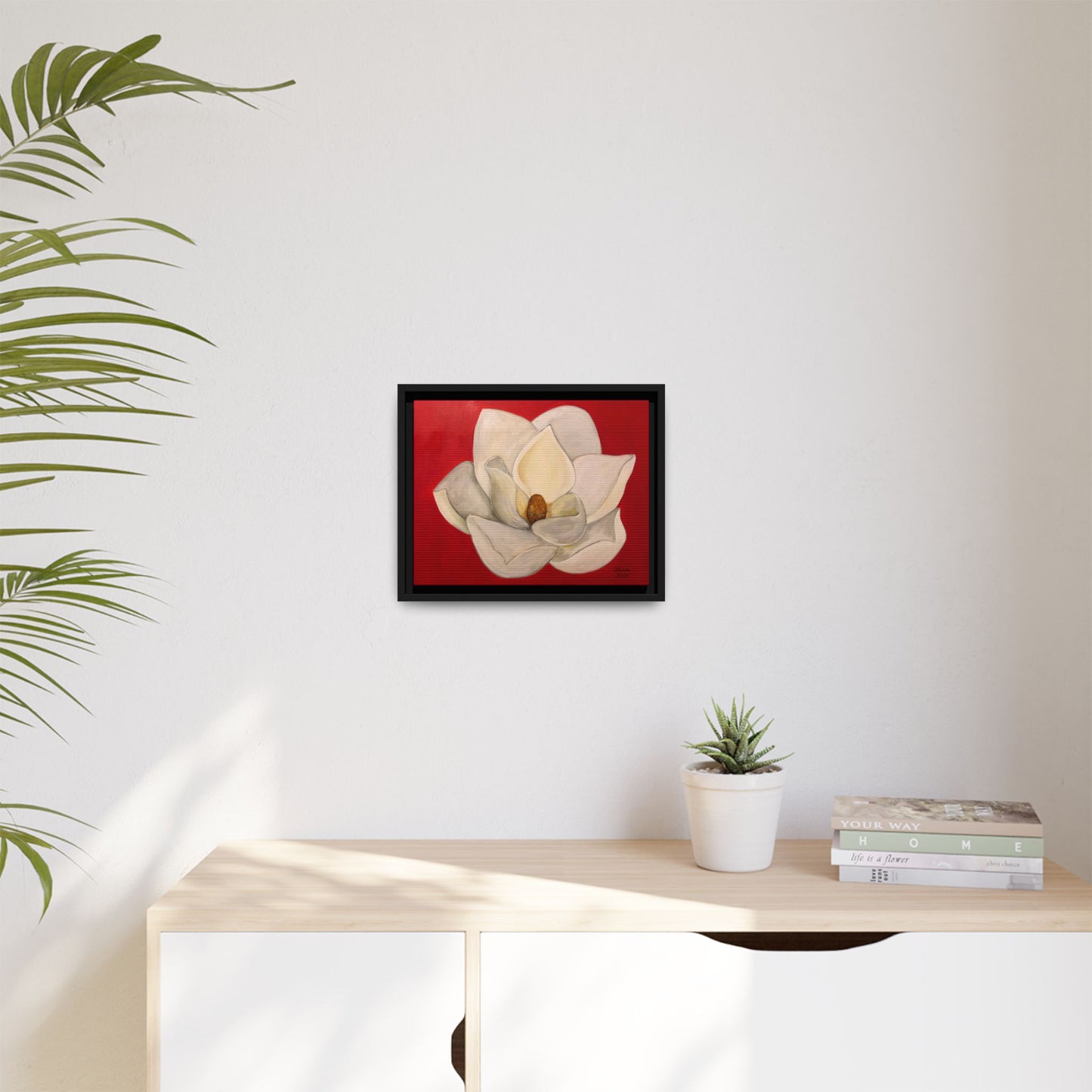 Lotus Flower Different sizes Matte Canvas, Black Frame