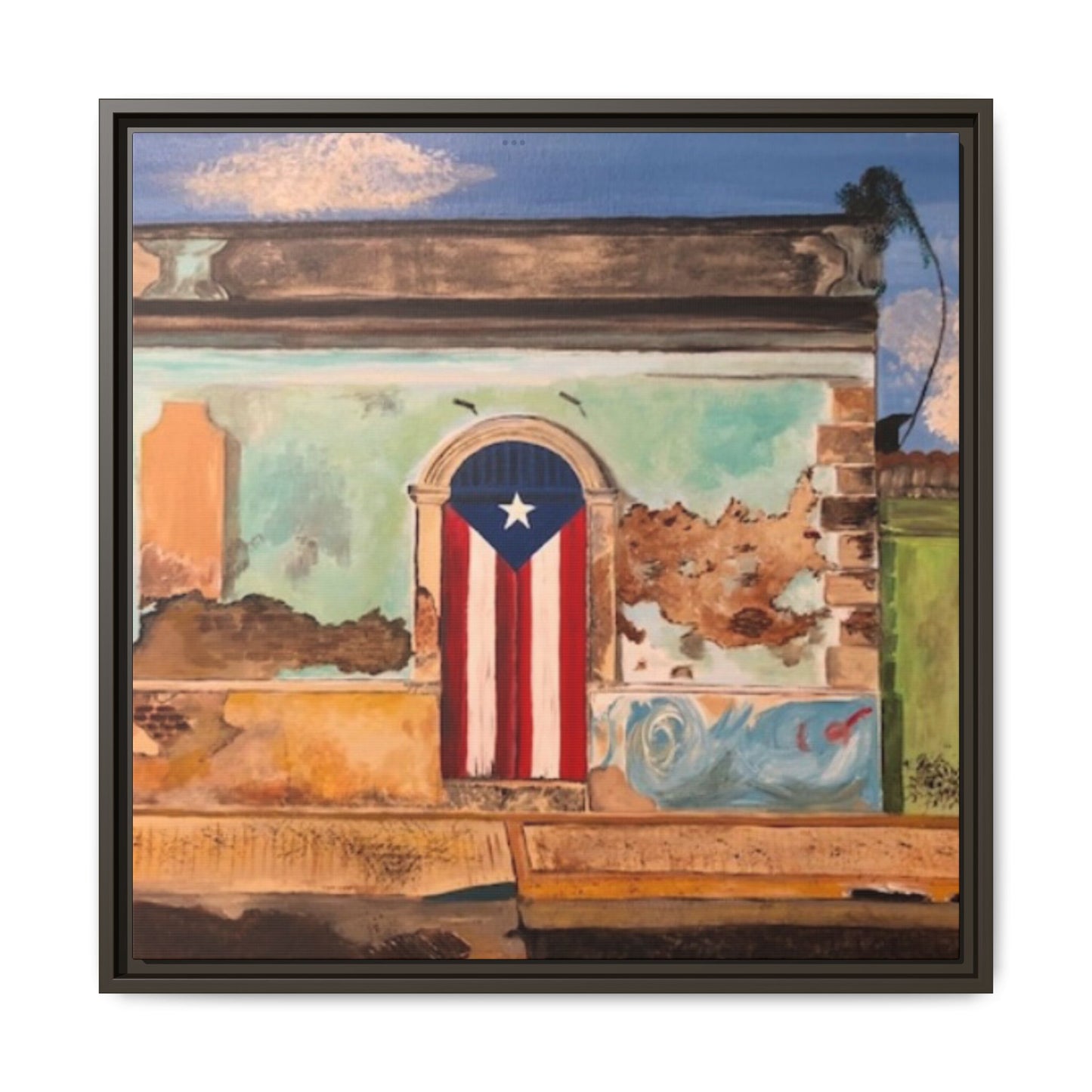 Framed Matte Canvas Print of Puerto Rican Doorway, Wall Art, Home Decor, Gift for Art Lovers, Puerto Rico Inspired Art