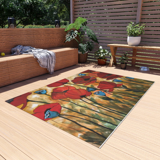 Field of poppies Outdoor Rug