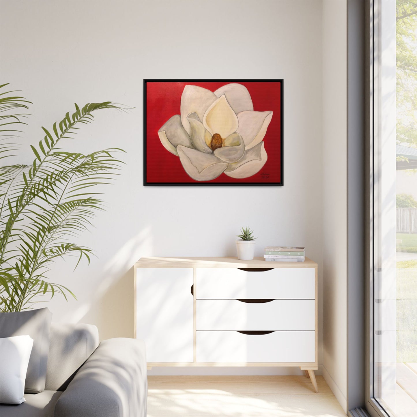 Lotus Flower Different sizes Matte Canvas, Black Frame