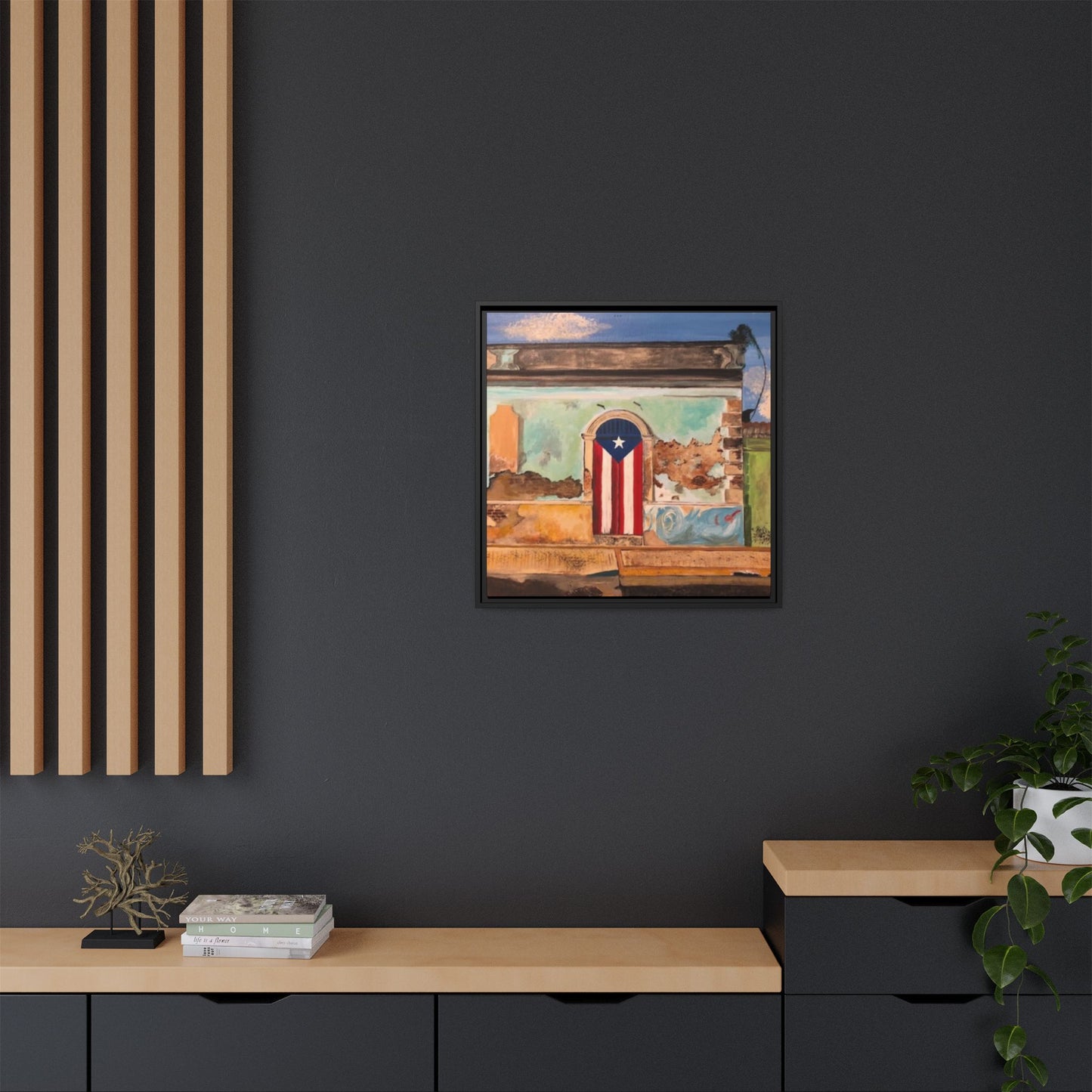Framed Matte Canvas Print of Puerto Rican Doorway, Wall Art, Home Decor, Gift for Art Lovers, Puerto Rico Inspired Art