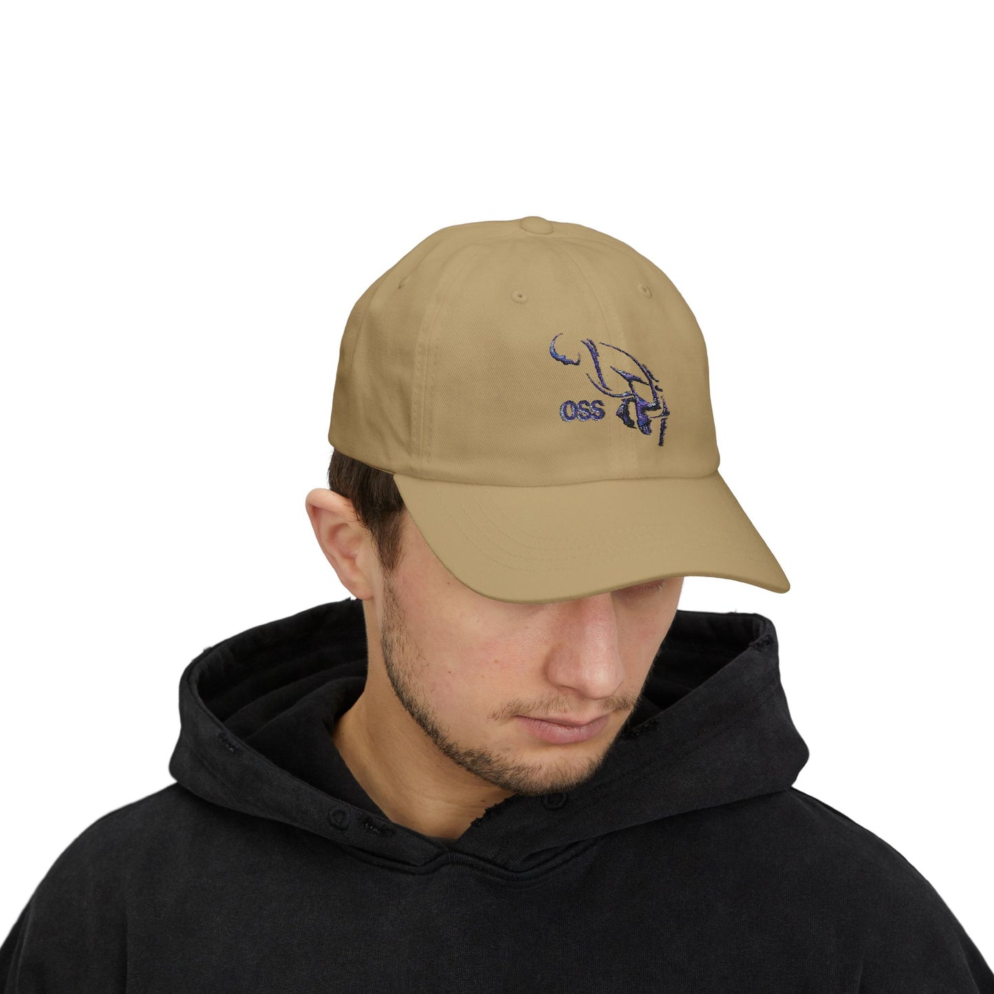 Oss Martial Arts Classic Dad Cap with OSS Design, Casual Sports Hat, Gift for Dad, Summer Accessory, Adjustable White Cap, Trendy Headwear